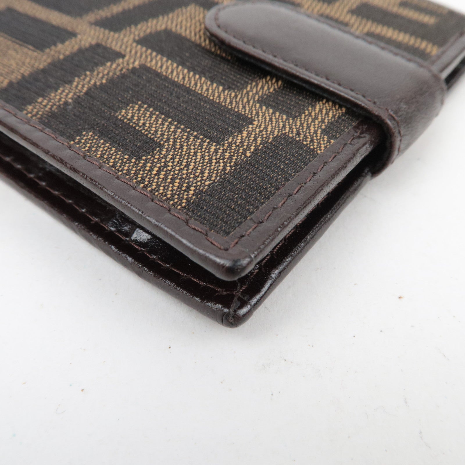 FENDI Zucca Canvas Wallet Brown Black 15814