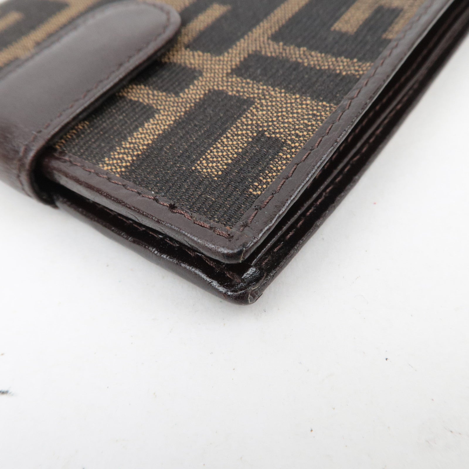 FENDI Zucca Canvas Wallet Brown Black 15814