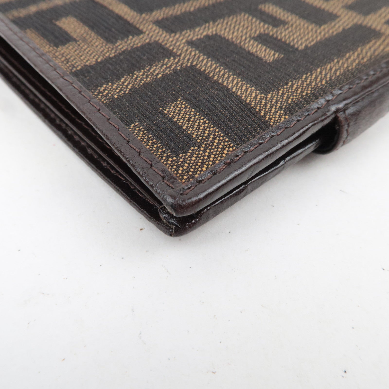 FENDI Zucca Canvas Wallet Brown Black 15814