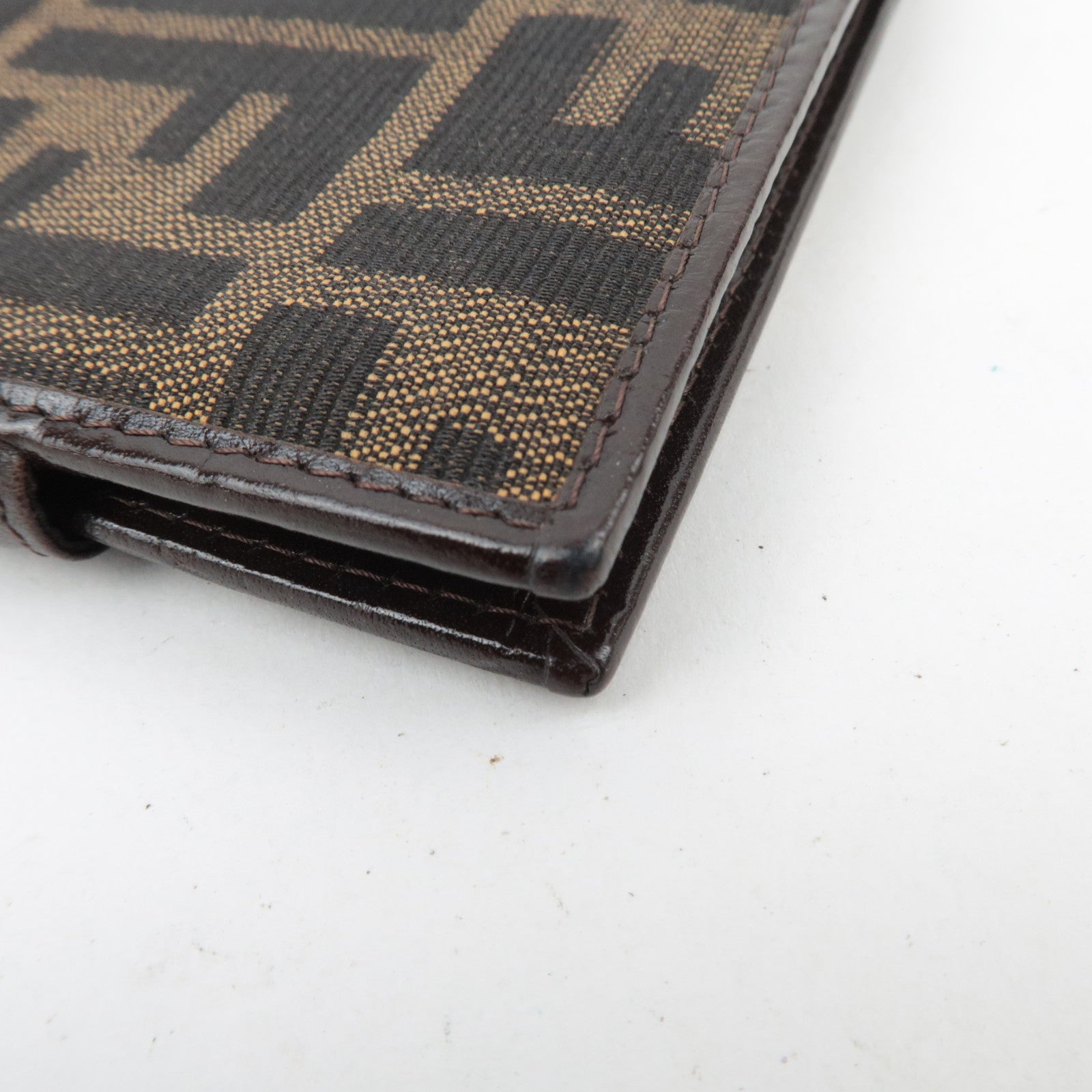 FENDI Zucca Canvas Wallet Brown Black 15814
