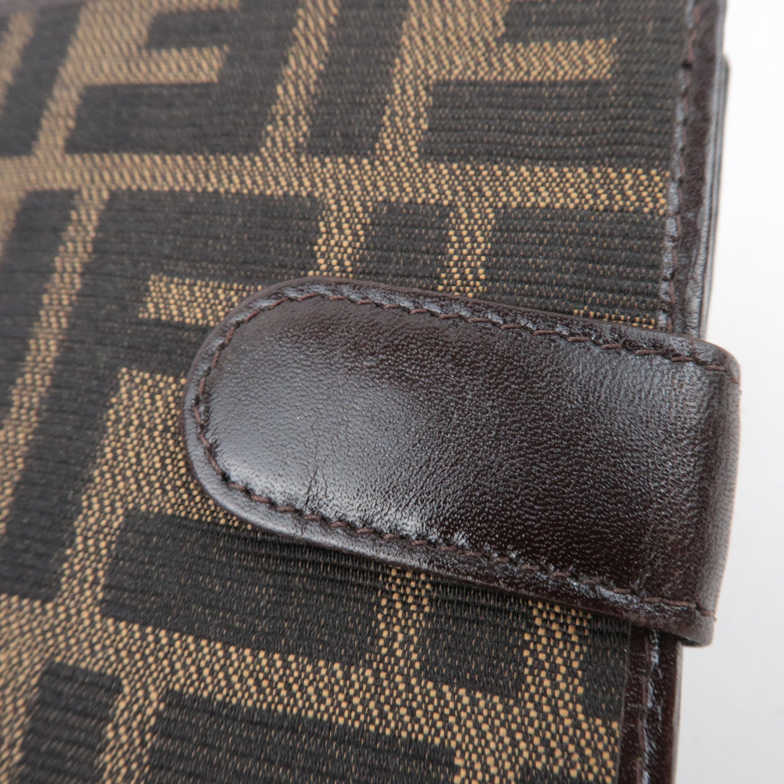 FENDI Zucca Canvas Wallet Brown Black 15814