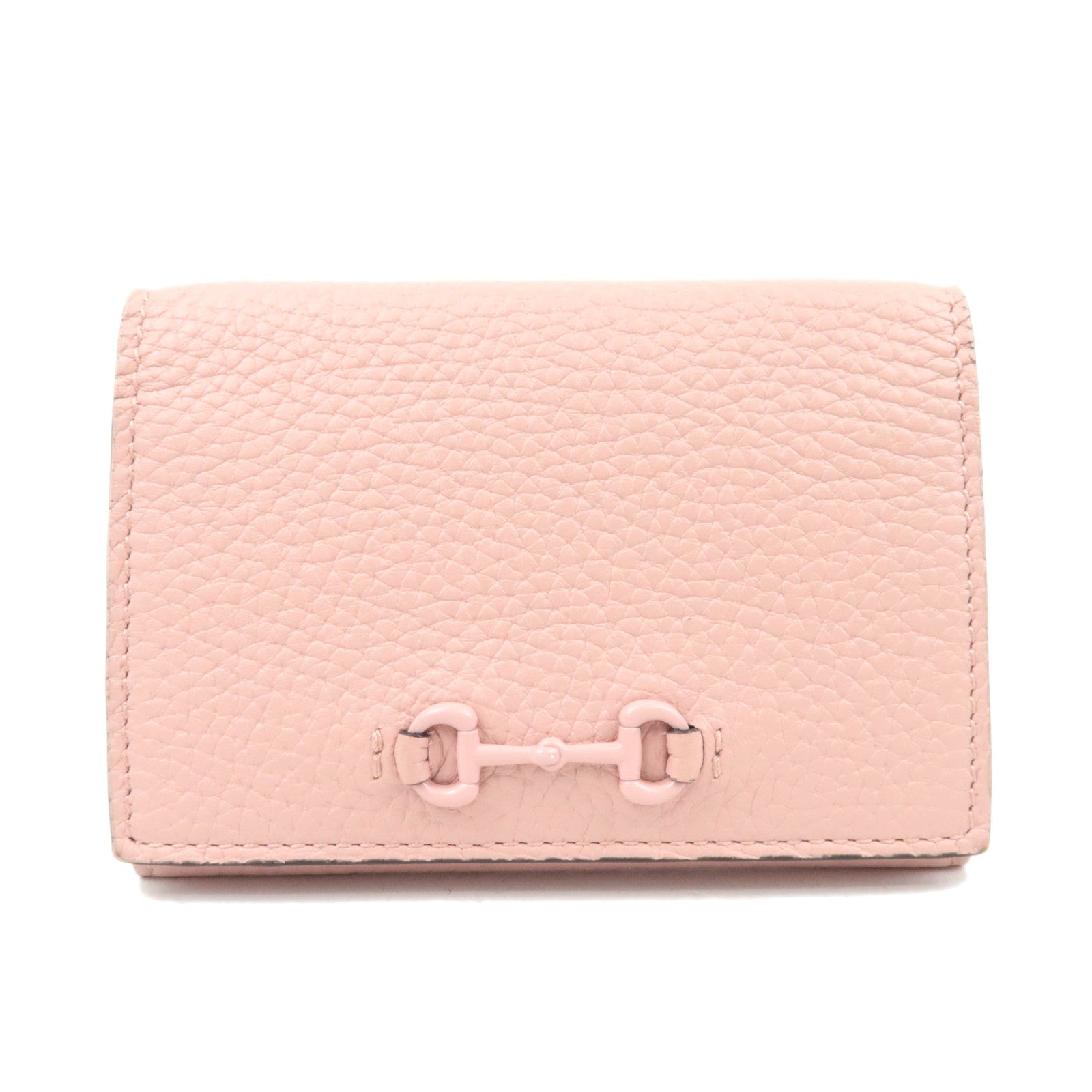 GUCCI Horsebit Leather Card Case Pink 74598388658