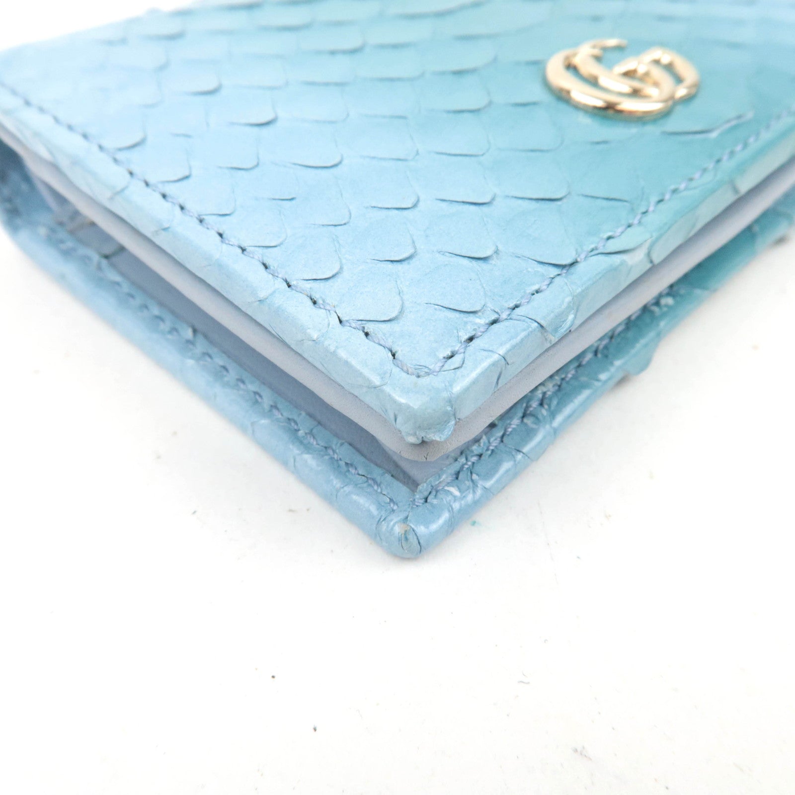 GUCCI GG Marmont Python Wallet Light Blue 456126