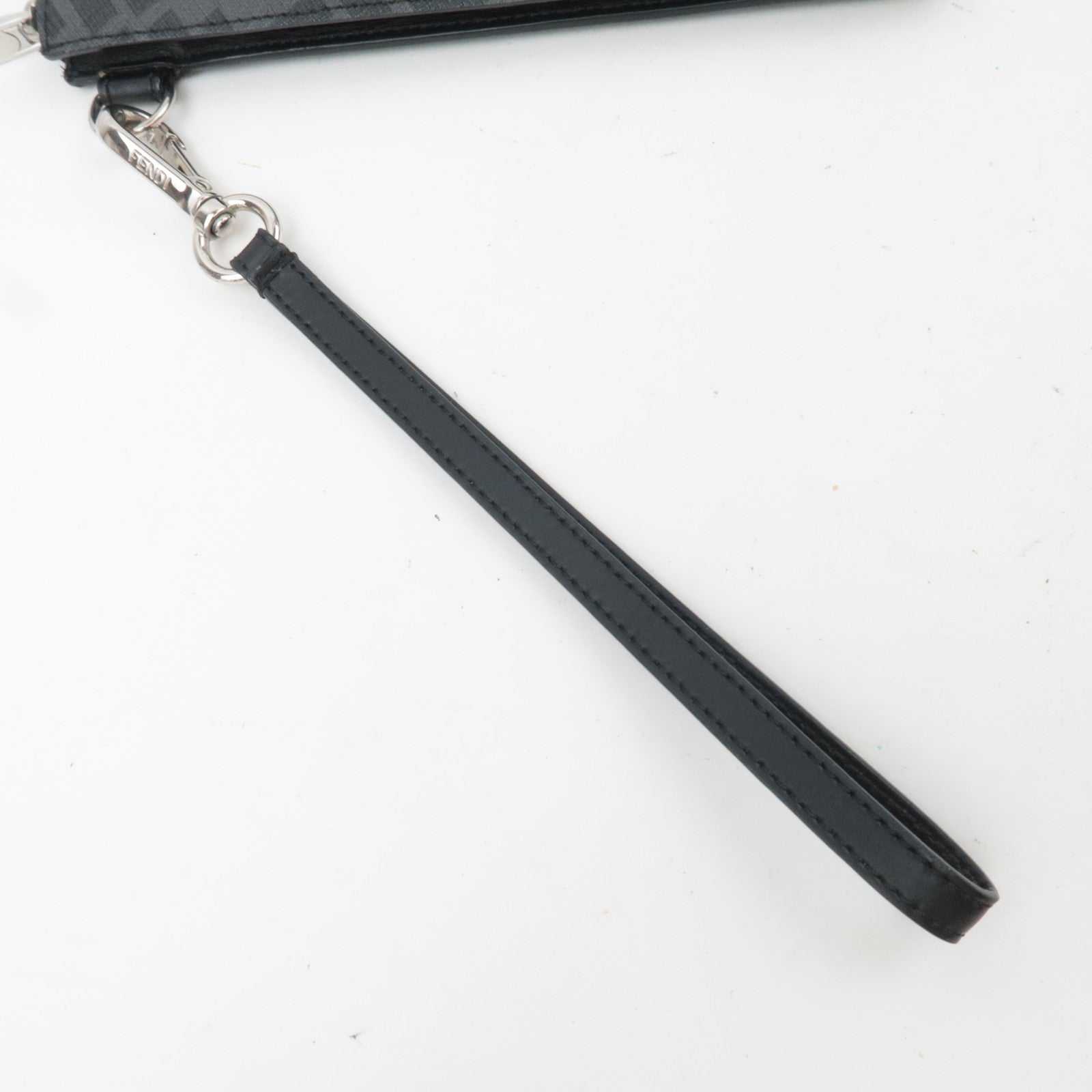 FENDI Zucca PVC Leather Clutch Bag Black Gray Yellow 7N0110