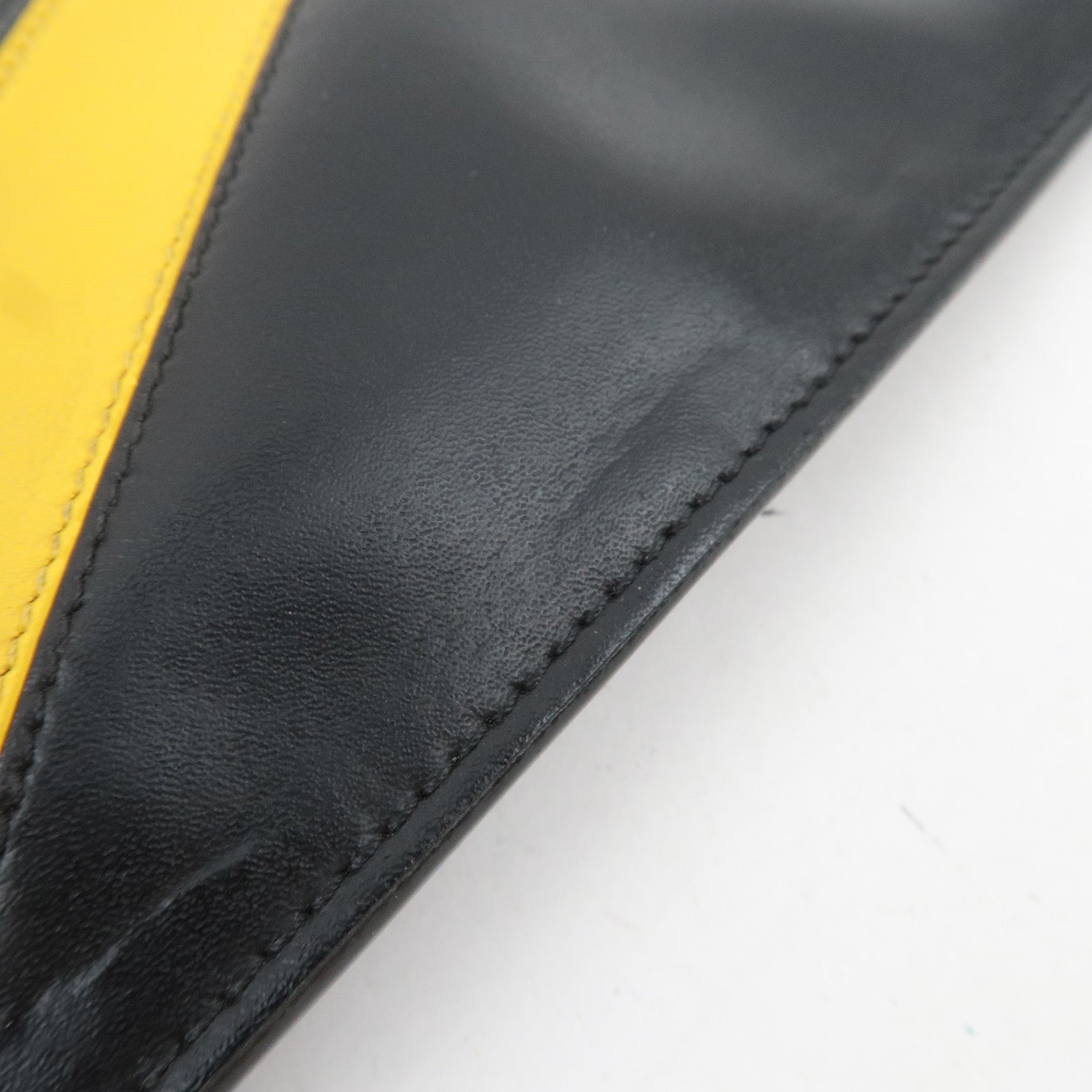 FENDI Zucca PVC Leather Clutch Bag Black Gray Yellow 7N0110