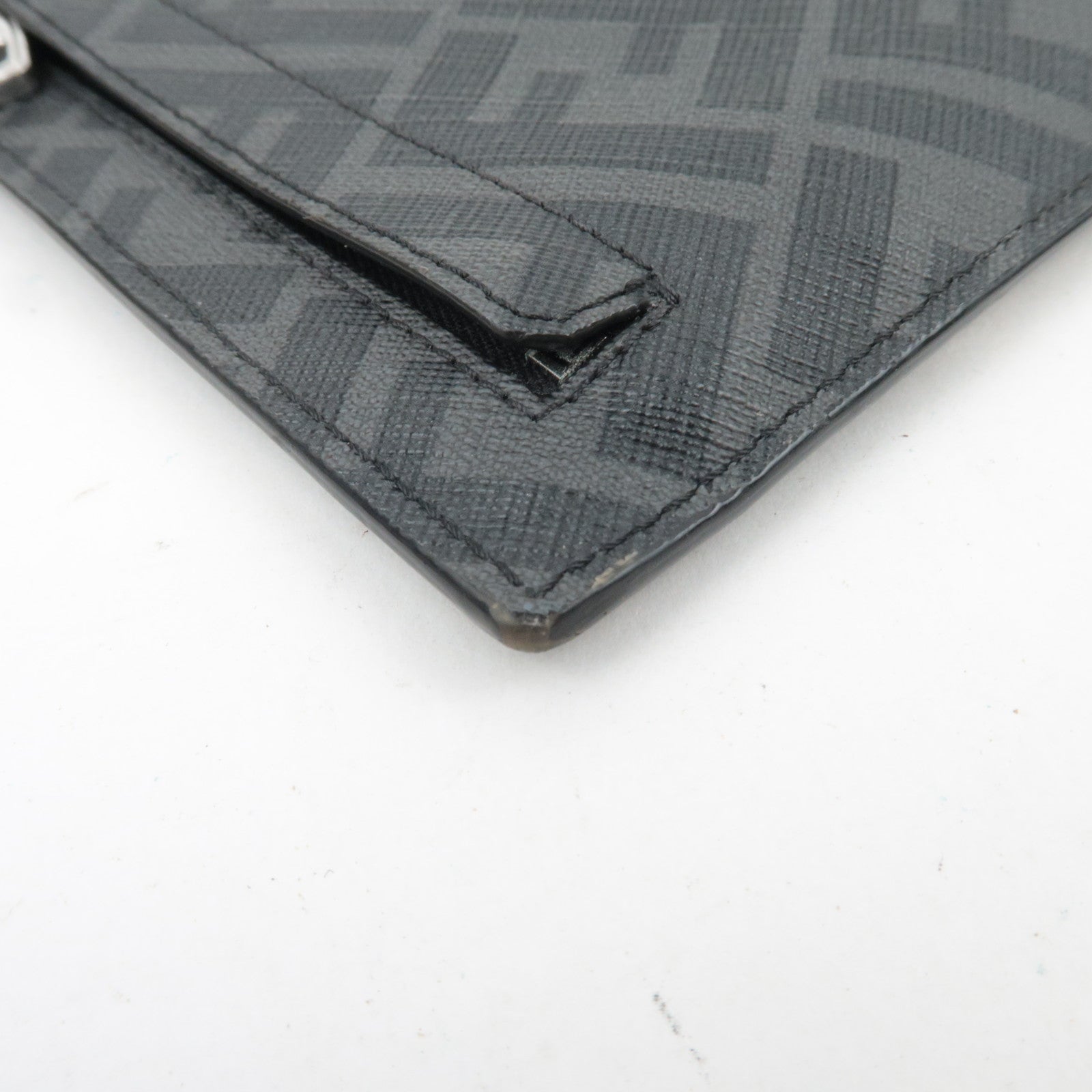 FENDI Zucca PVC Leather Clutch Bag Black Gray Yellow 7N0110