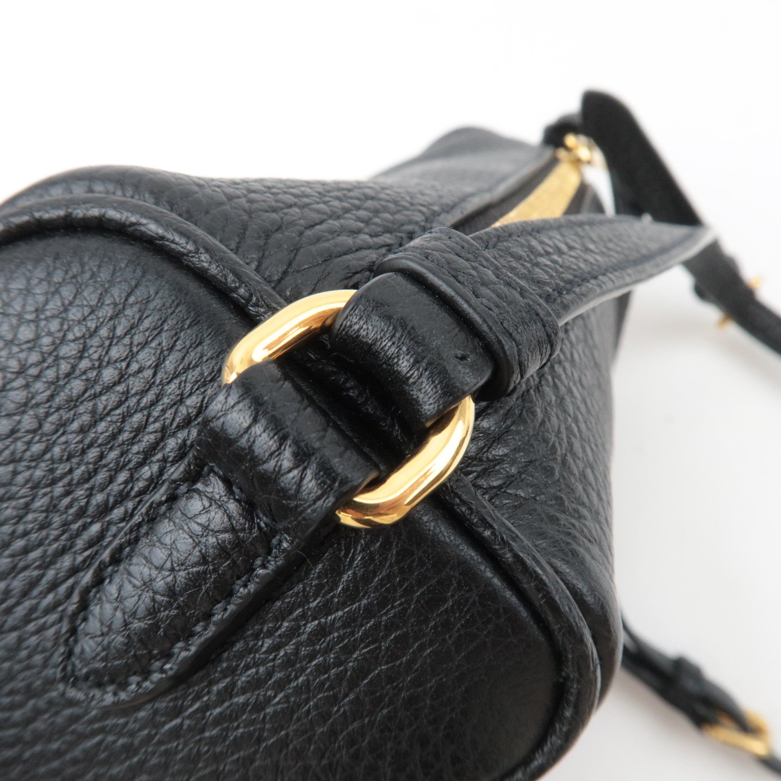 PRADA Vitello Phoenix Leather Shoulder Bag Black 1BH157