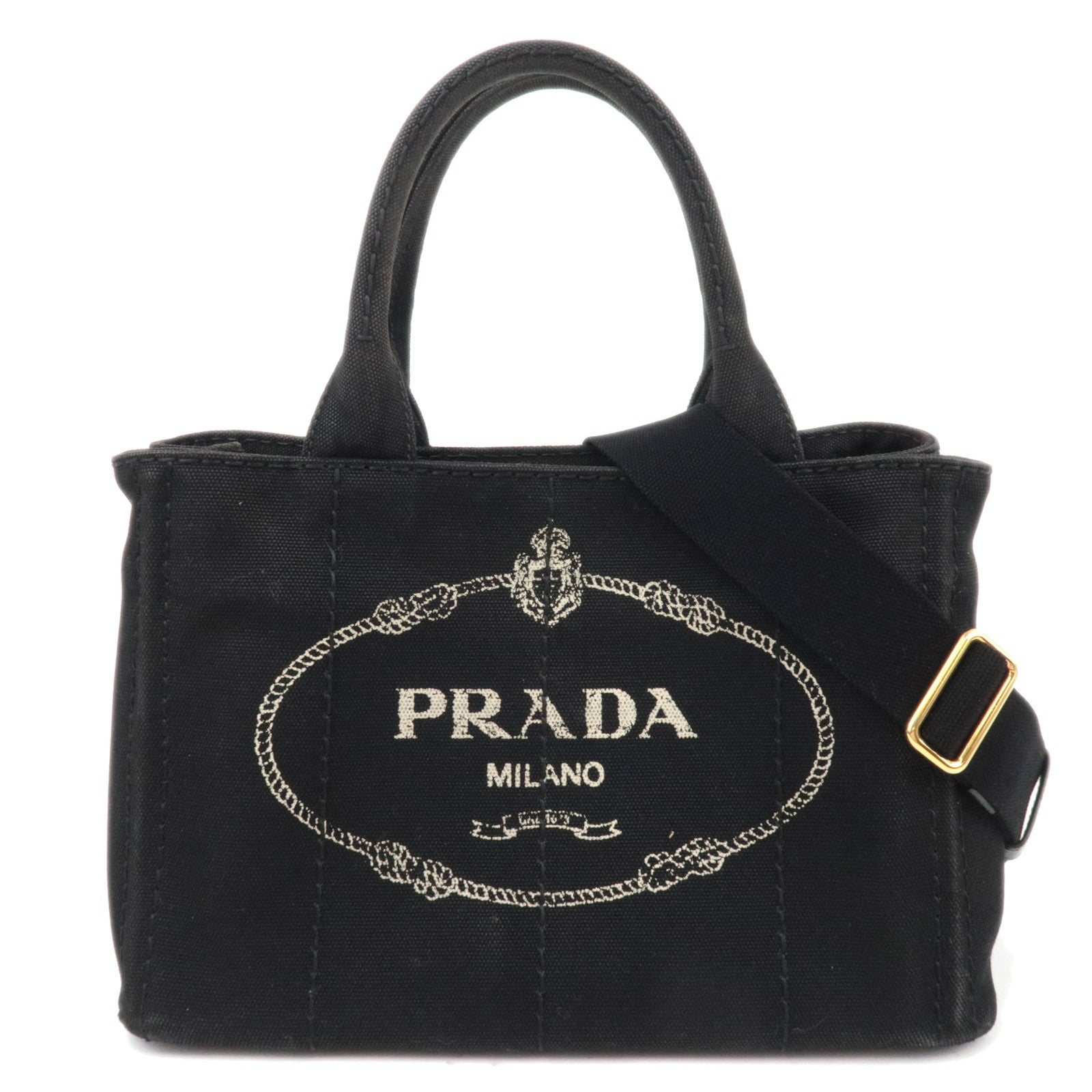 PPRADA Canapa Mini 2Way Canvas Tote Bag Black 1BG43988700