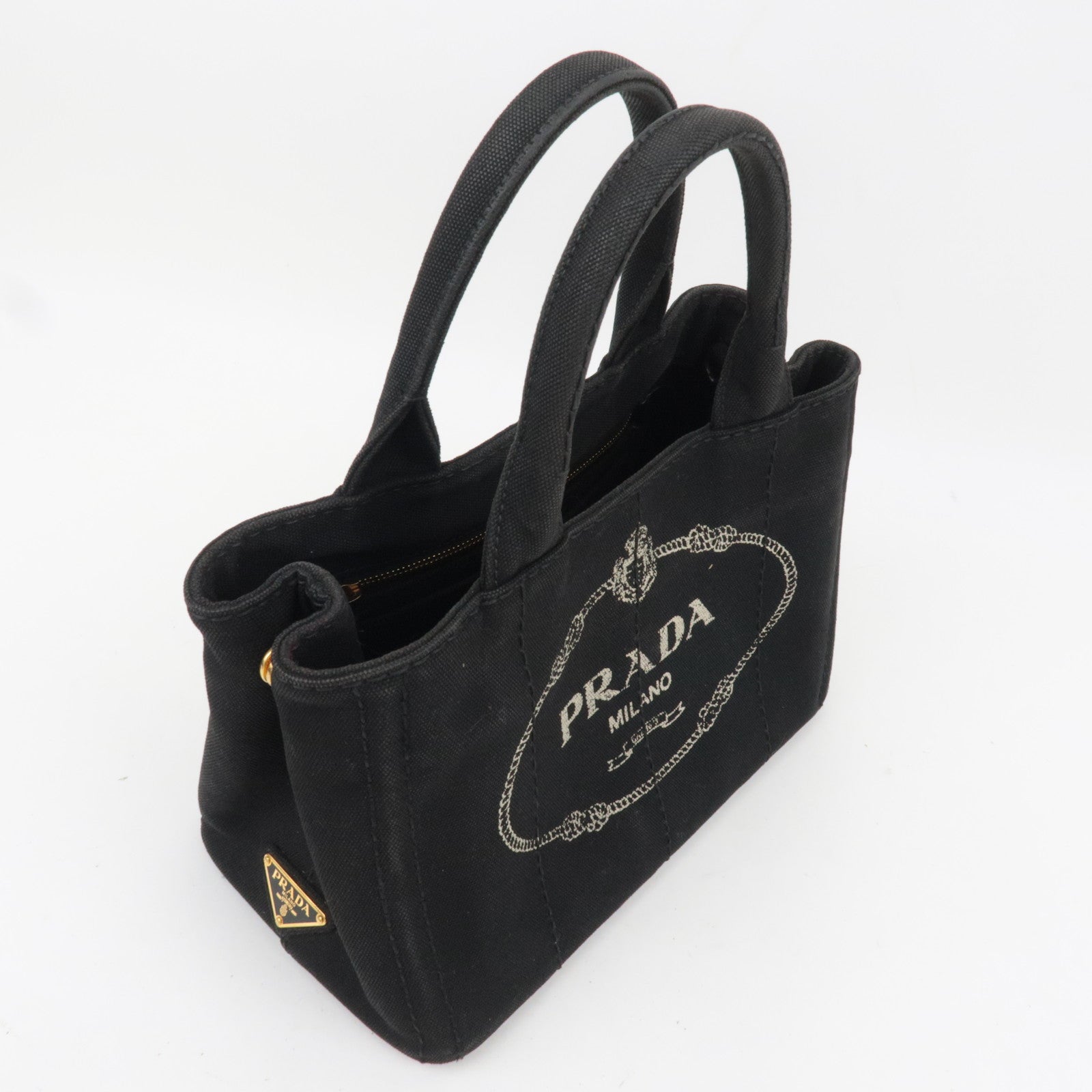 PPRADA Canapa Mini 2Way Canvas Tote Bag Black 1BG439