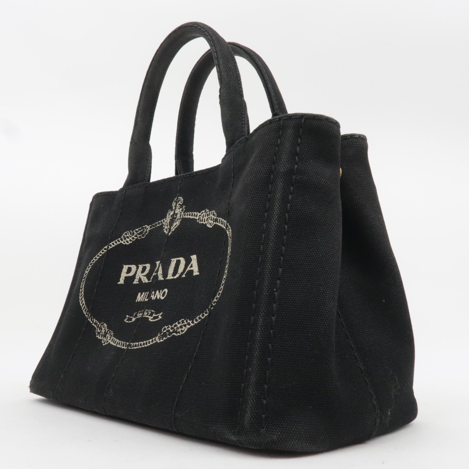 PPRADA Canapa Mini 2Way Canvas Tote Bag Black 1BG439