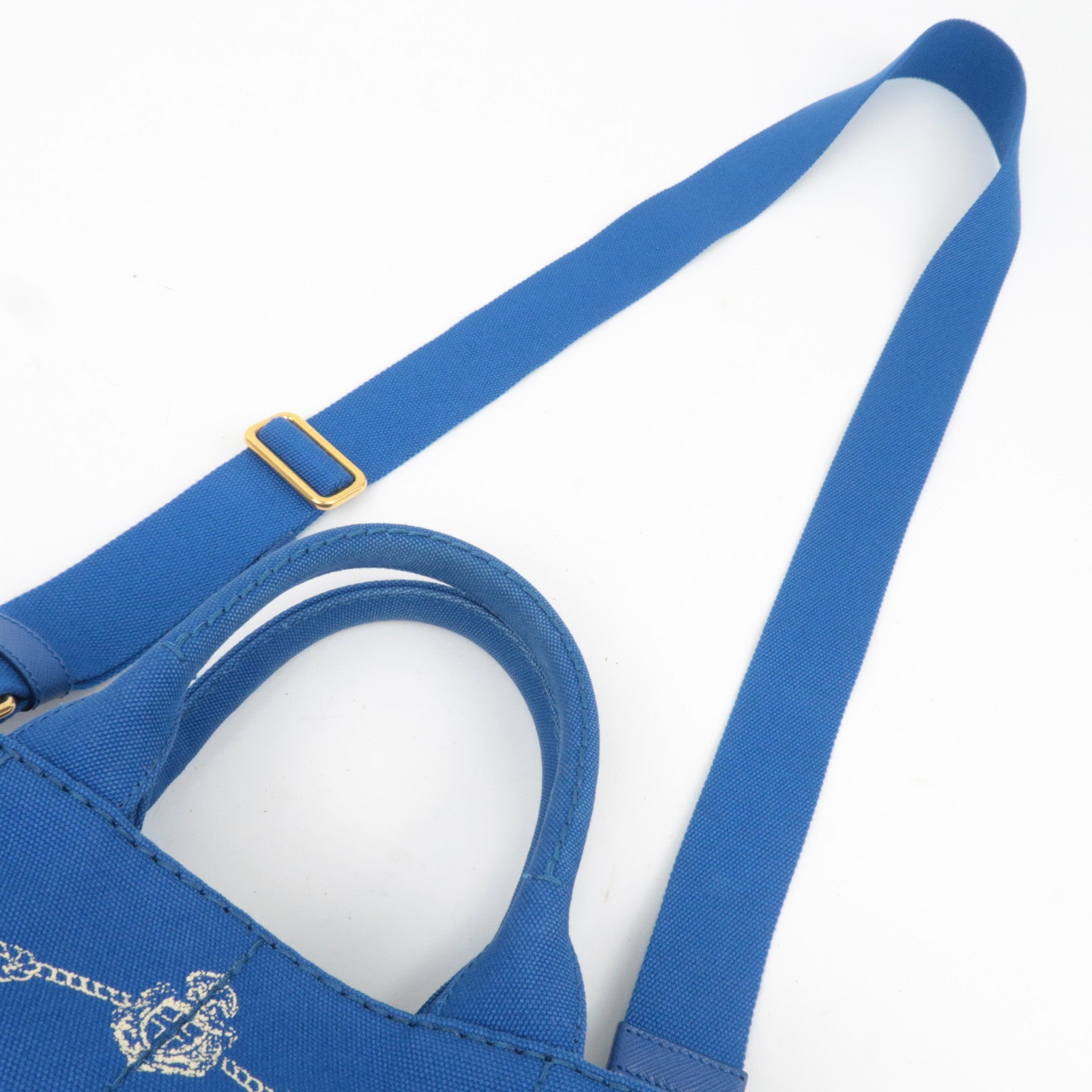 PPRADA Canapa Mini 2Way Canvas Tote Bag Blue 1BG439