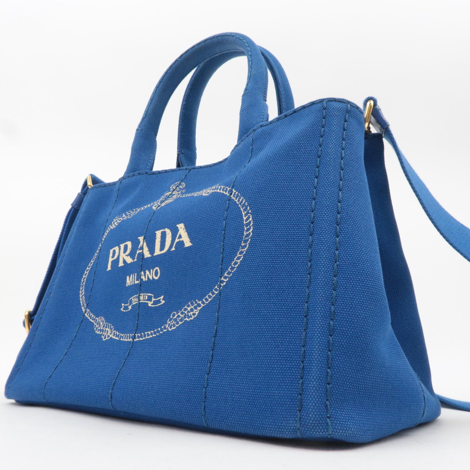 PPRADA Canapa Mini 2Way Canvas Tote Bag Blue 1BG439