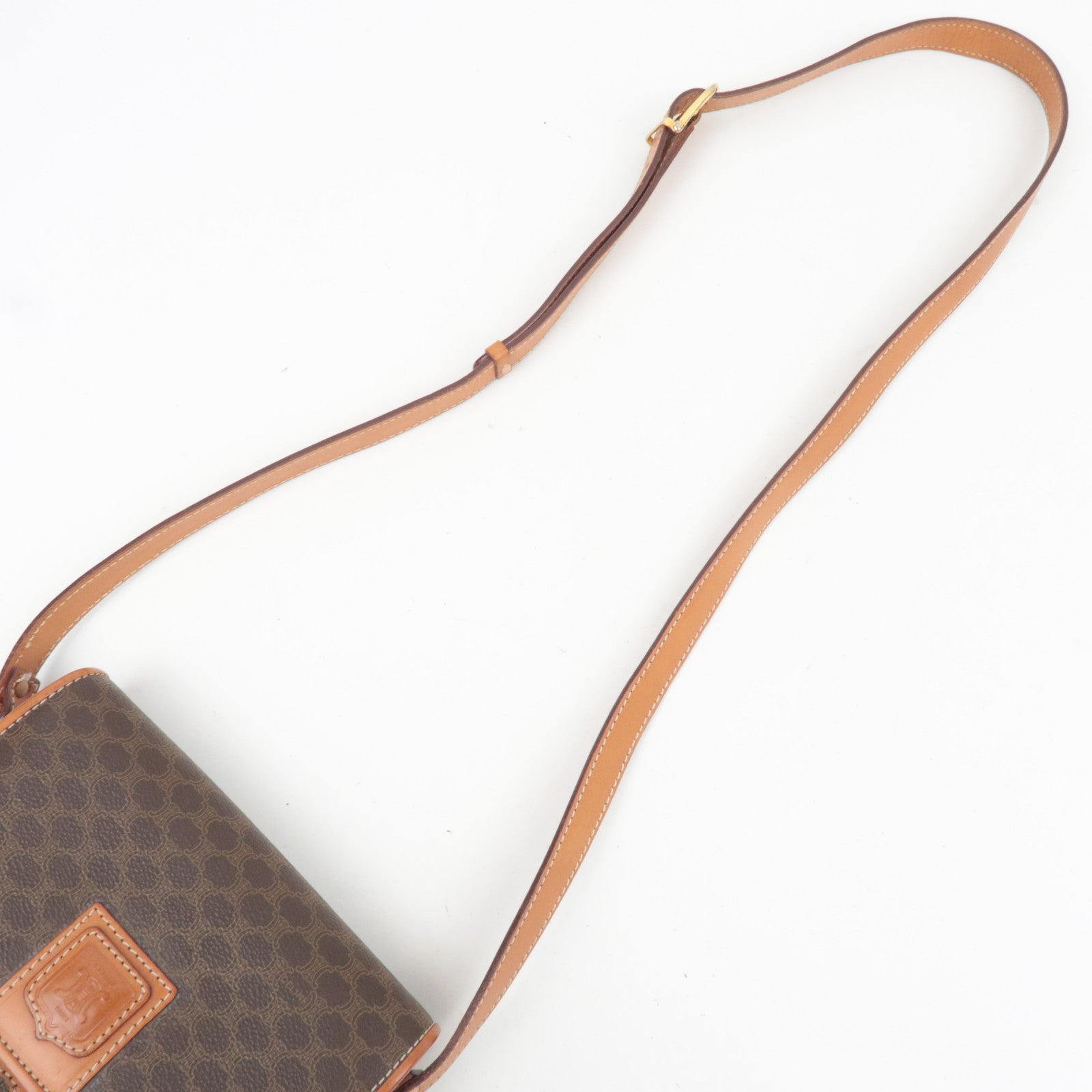 CELINE Macadam PVC Leather Shoulder Bag Brown