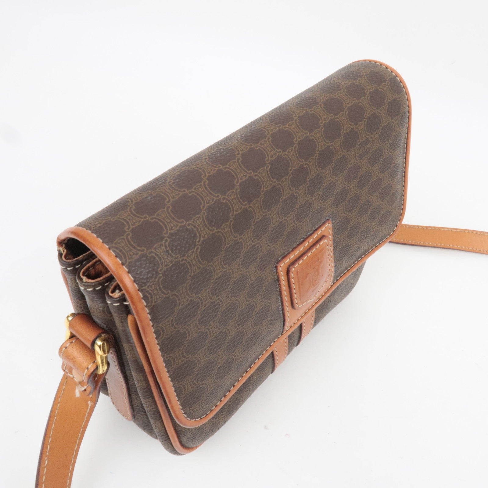 CELINE Macadam PVC Leather Shoulder Bag Brown