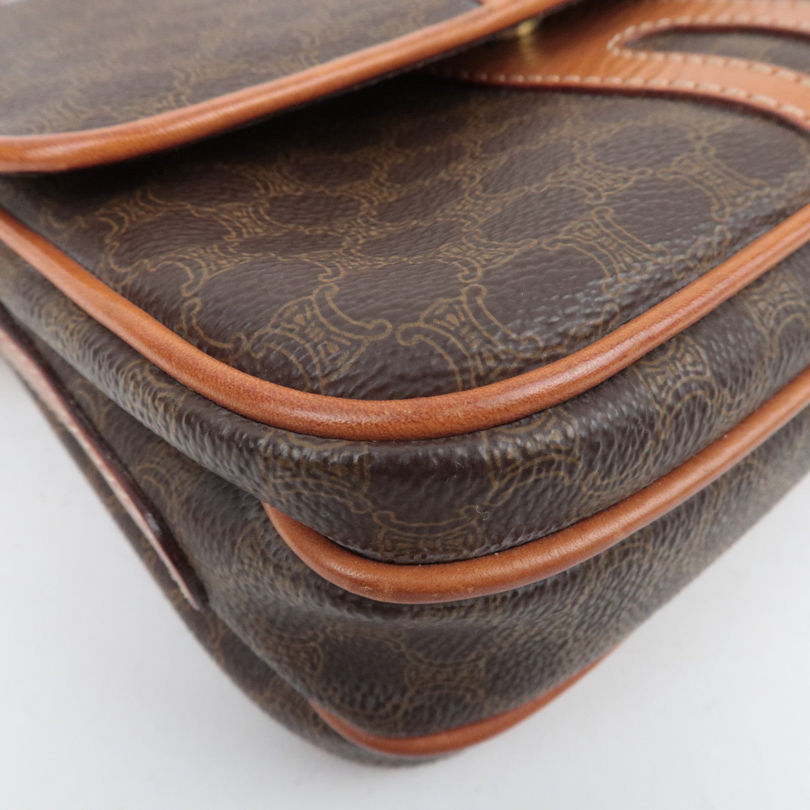 CELINE Macadam PVC Leather Shoulder Bag Brown