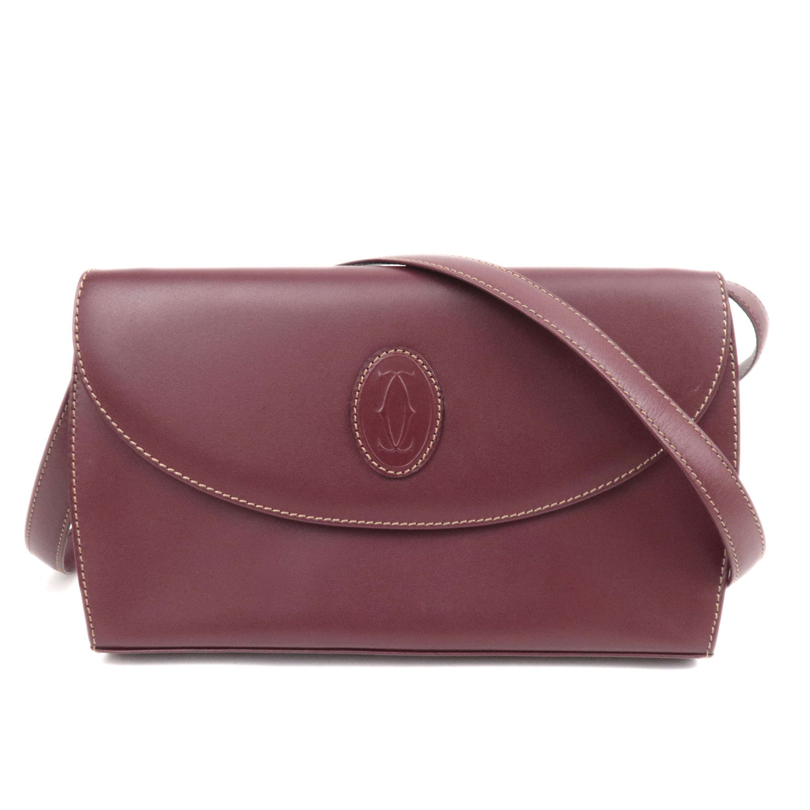 Cartier Must Line Leather Shoulder Bag Bordeaux88754