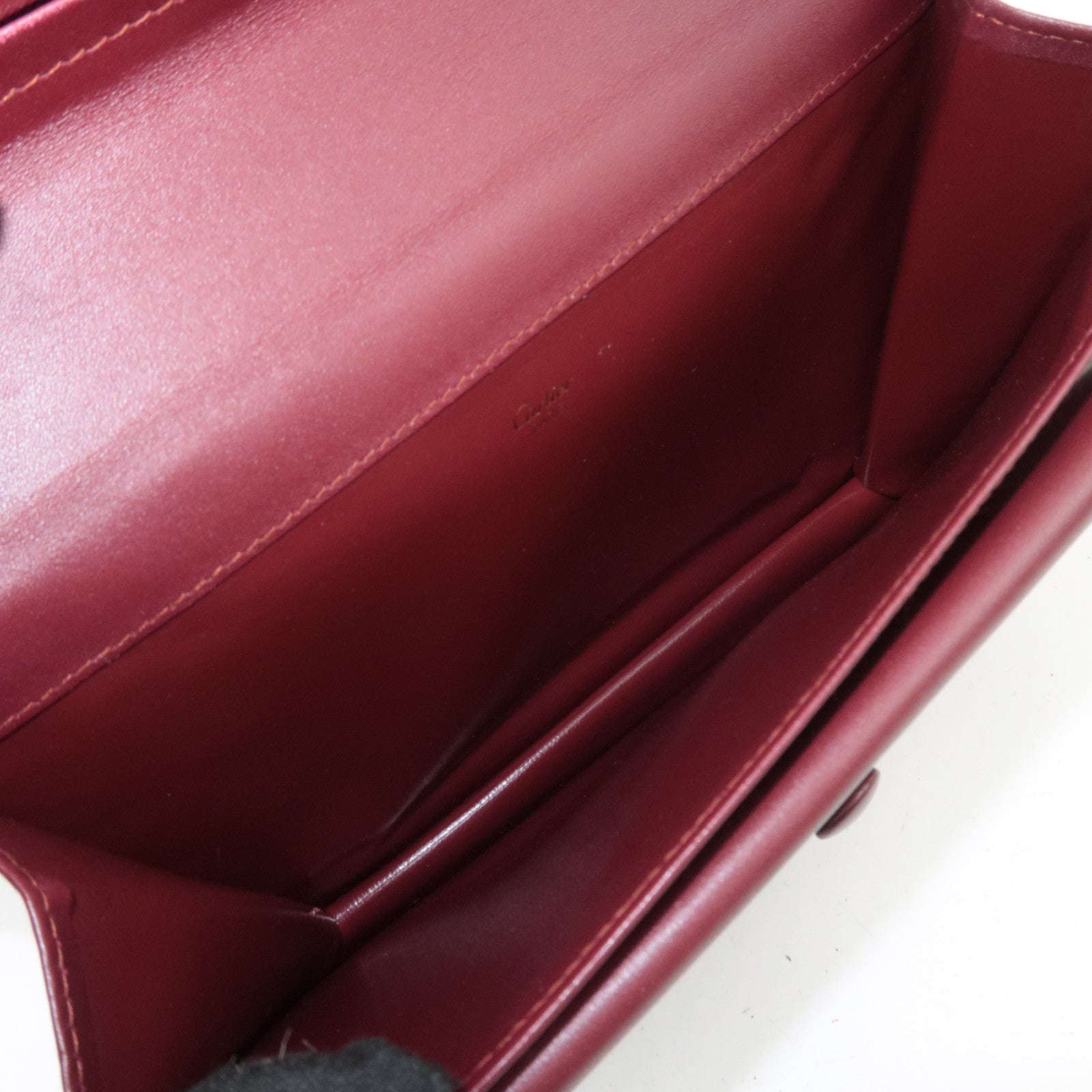 Cartier Must Line Leather Bifold Clutch Bag Bordeaux