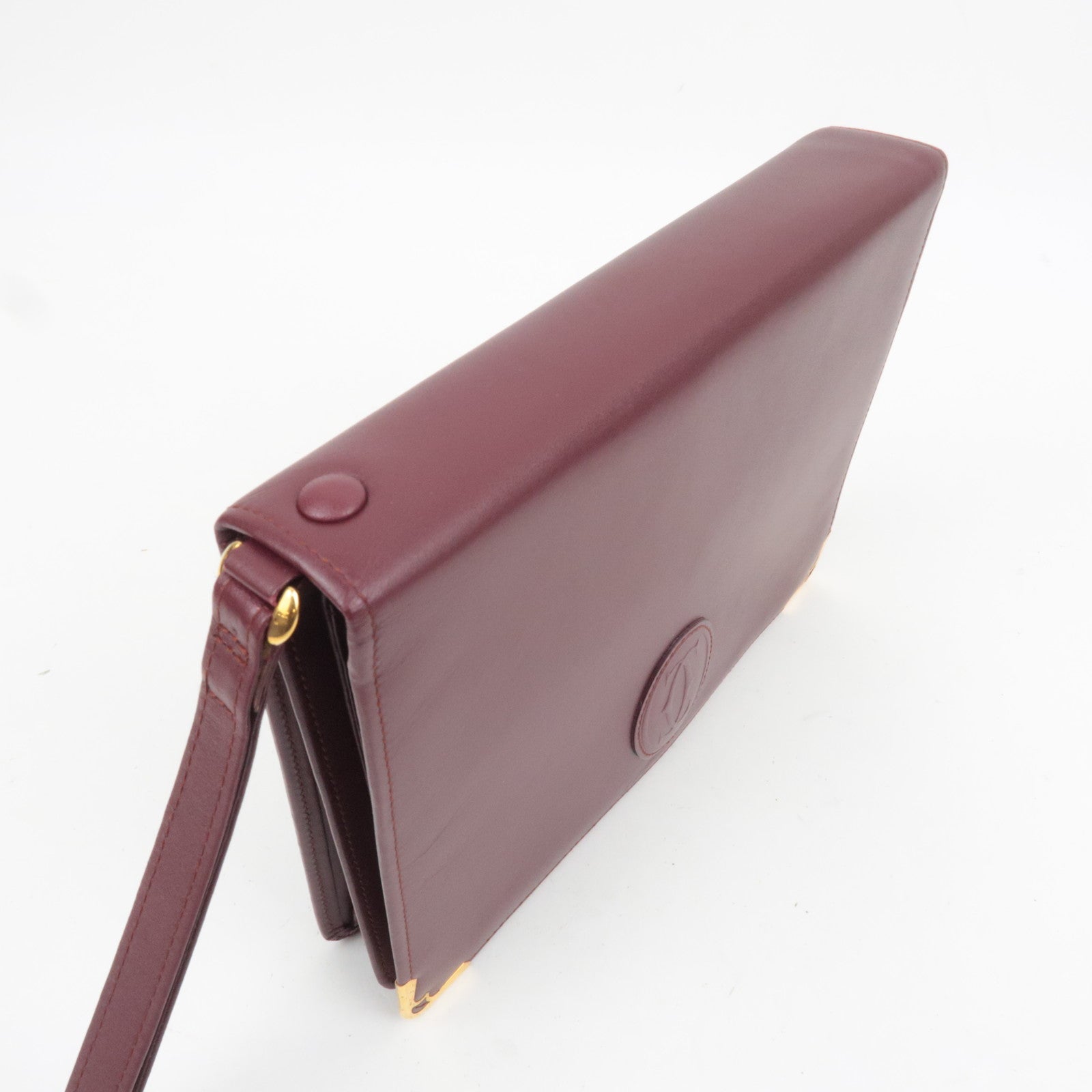 Cartier Must Line Leather Bifold Clutch Bag Bordeaux