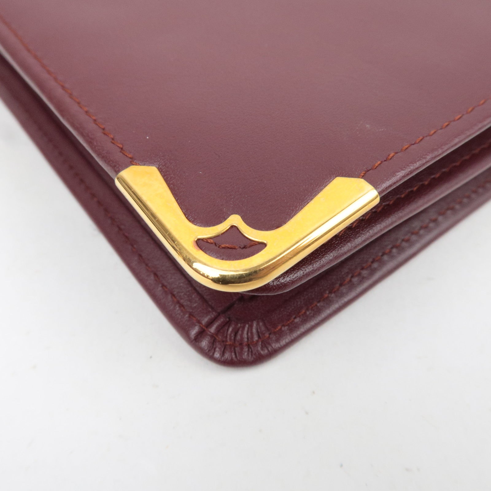 Cartier Must Line Leather Bifold Clutch Bag Bordeaux