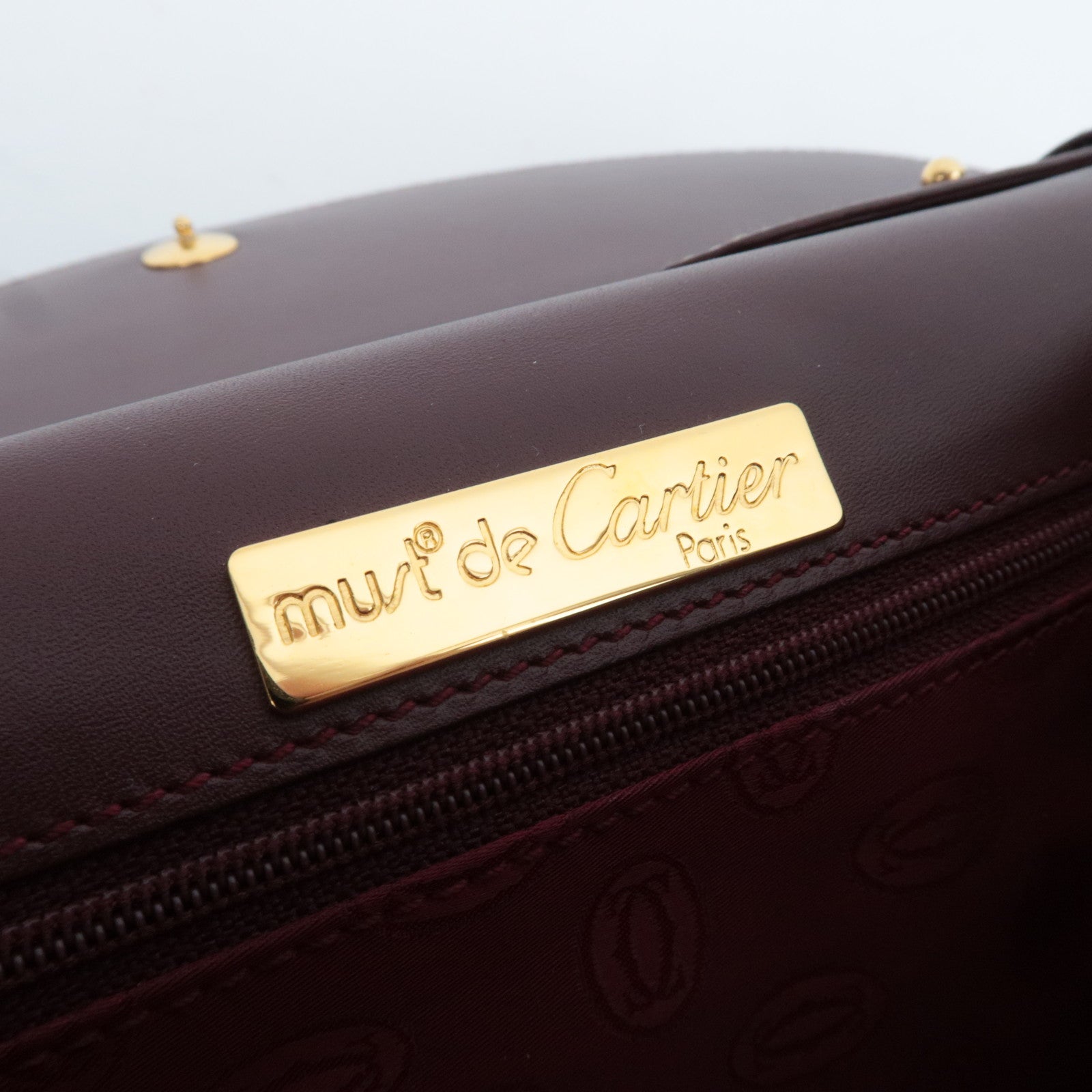 Cartier Must Line Leather Shoulder Bag Bordeaux