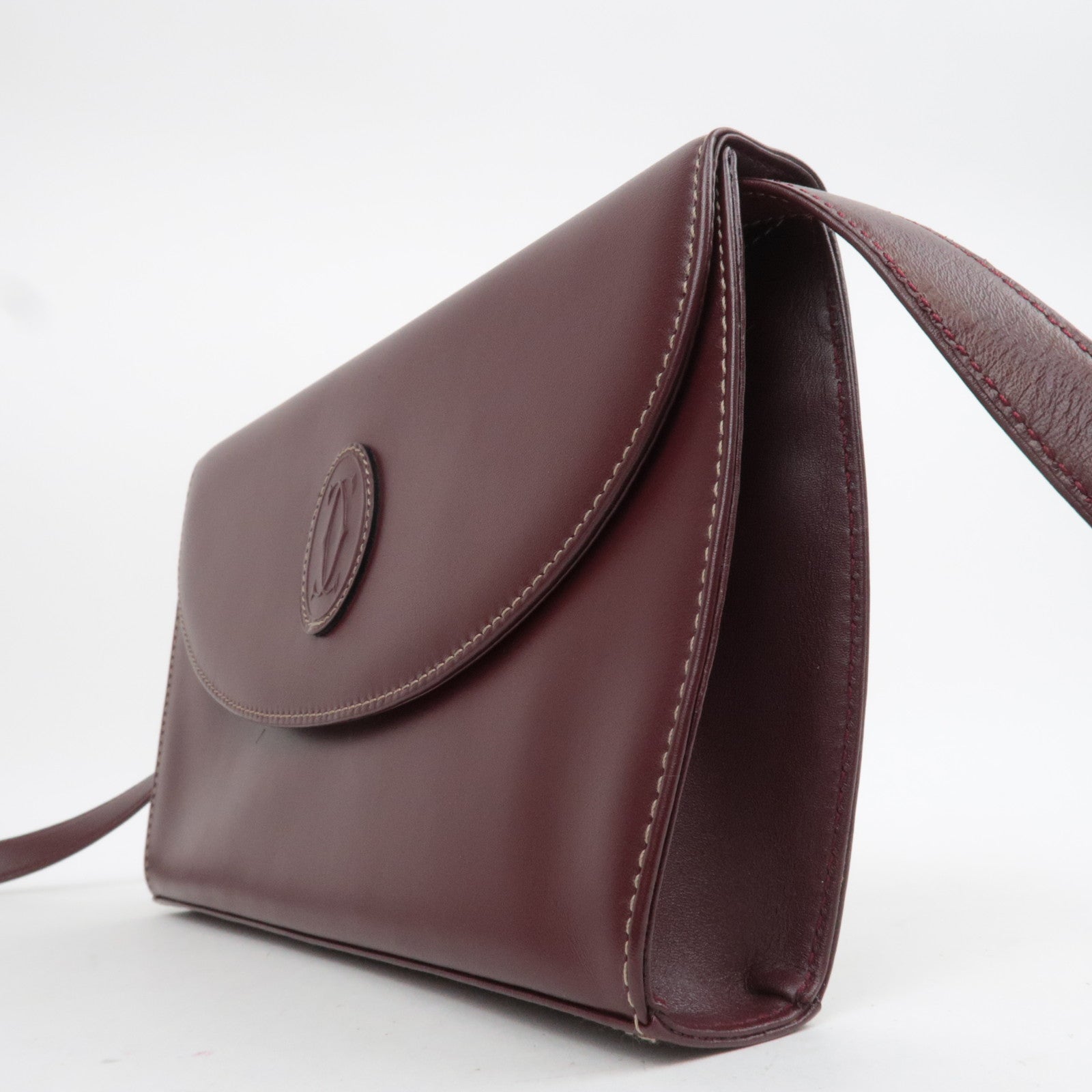 Cartier Must Line Leather Shoulder Bag Bordeaux