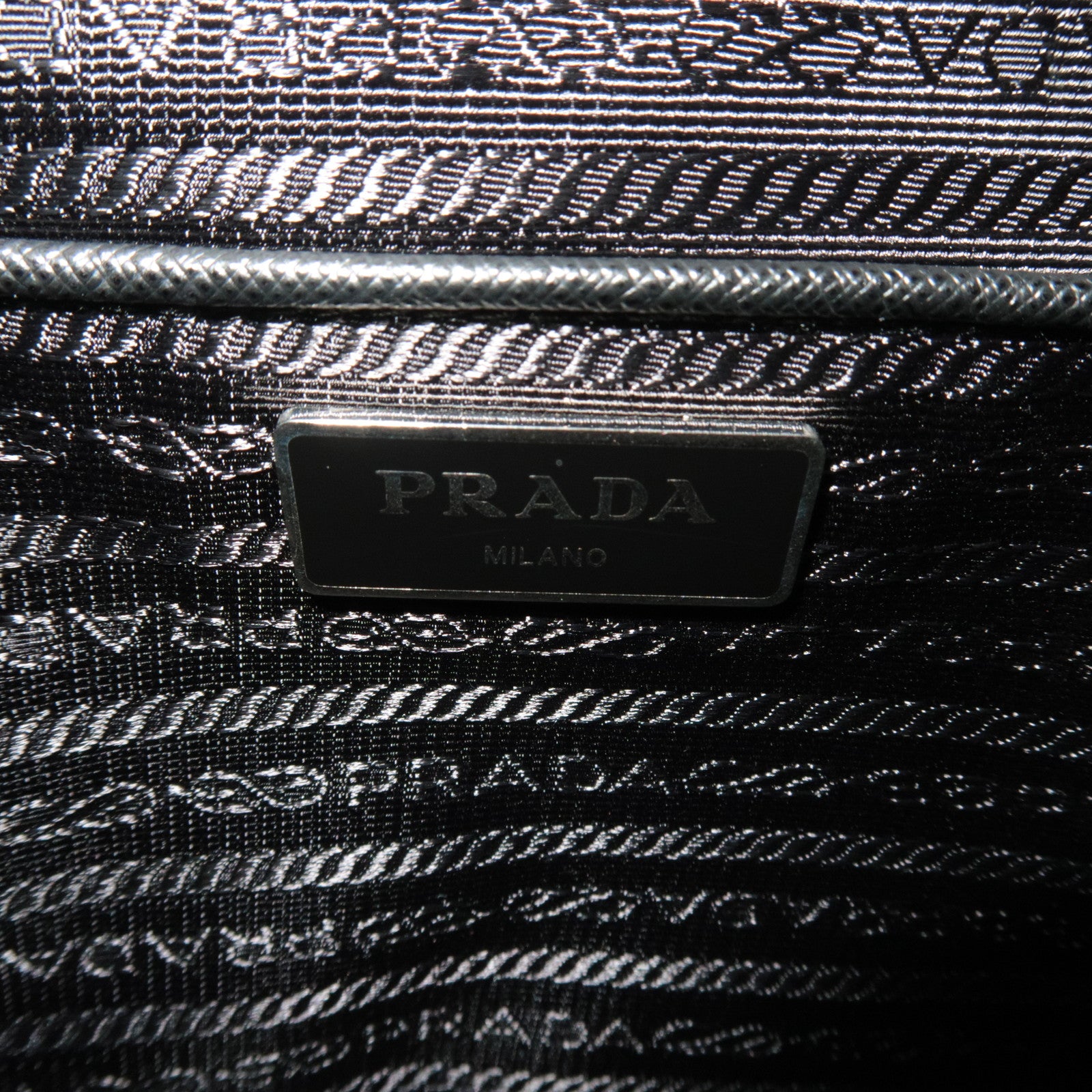 PRADA Logo Nylon Leather Shoulder Bag Black