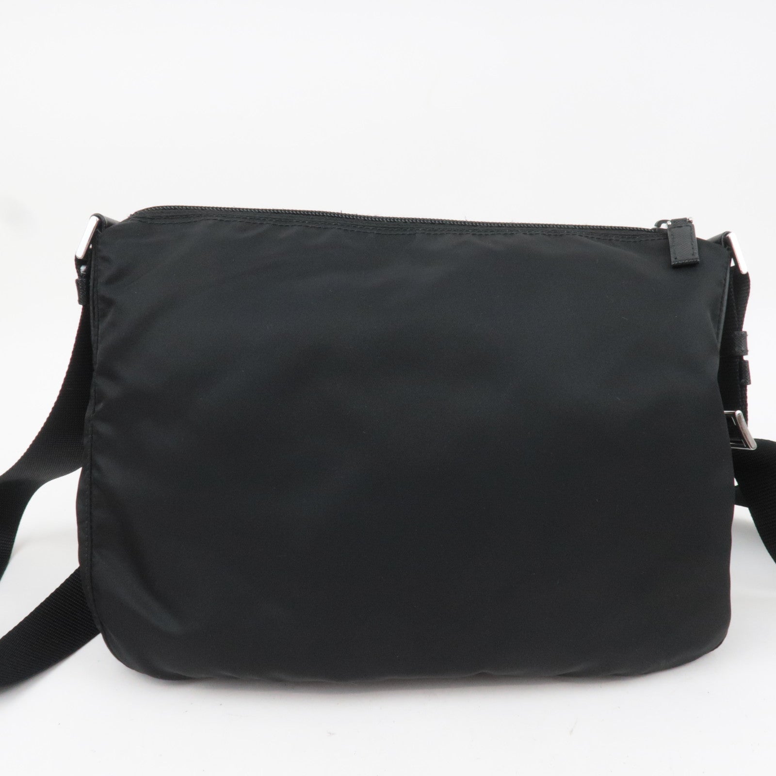 PRADA Logo Nylon Leather Shoulder Bag Black