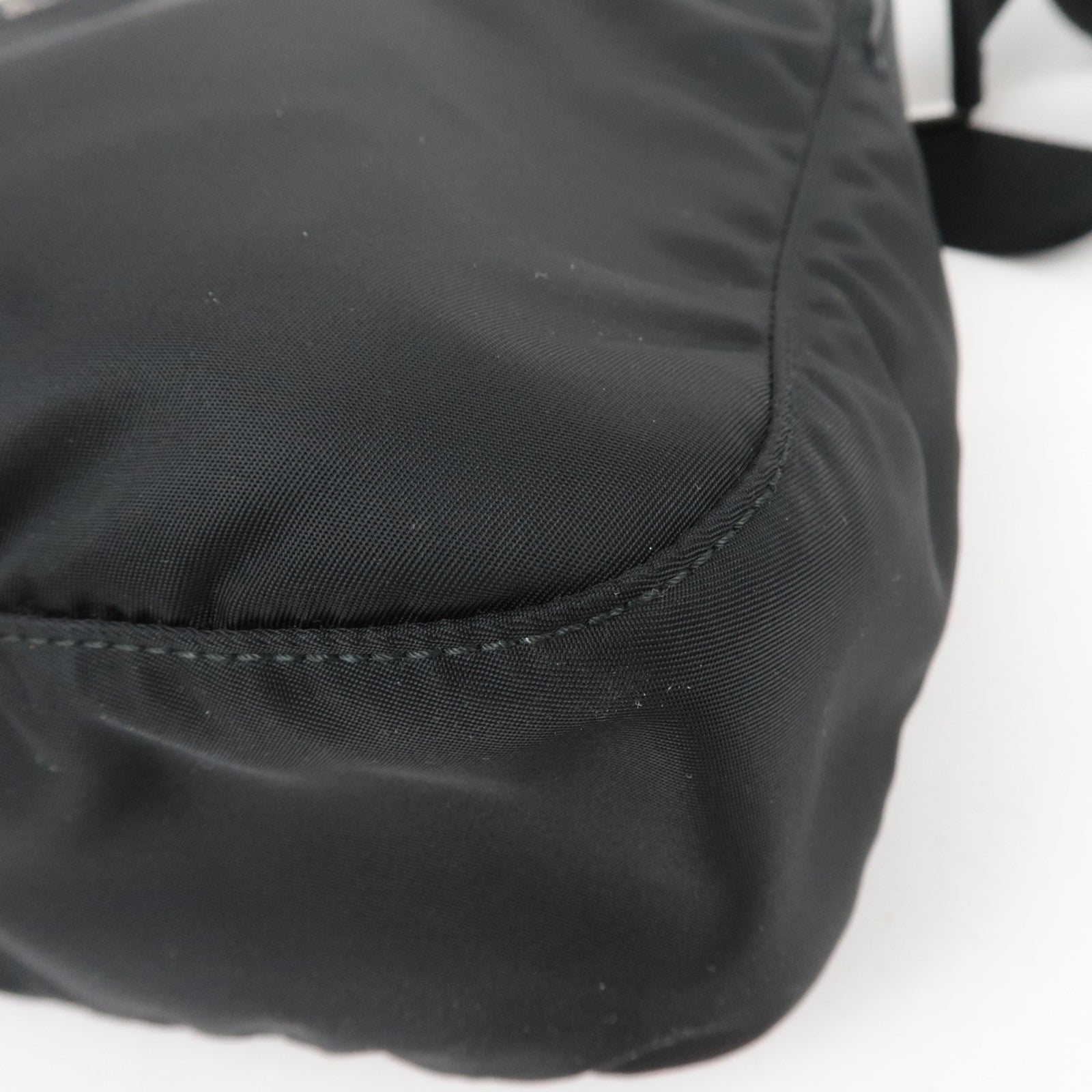 PRADA Logo Nylon Leather Shoulder Bag Black