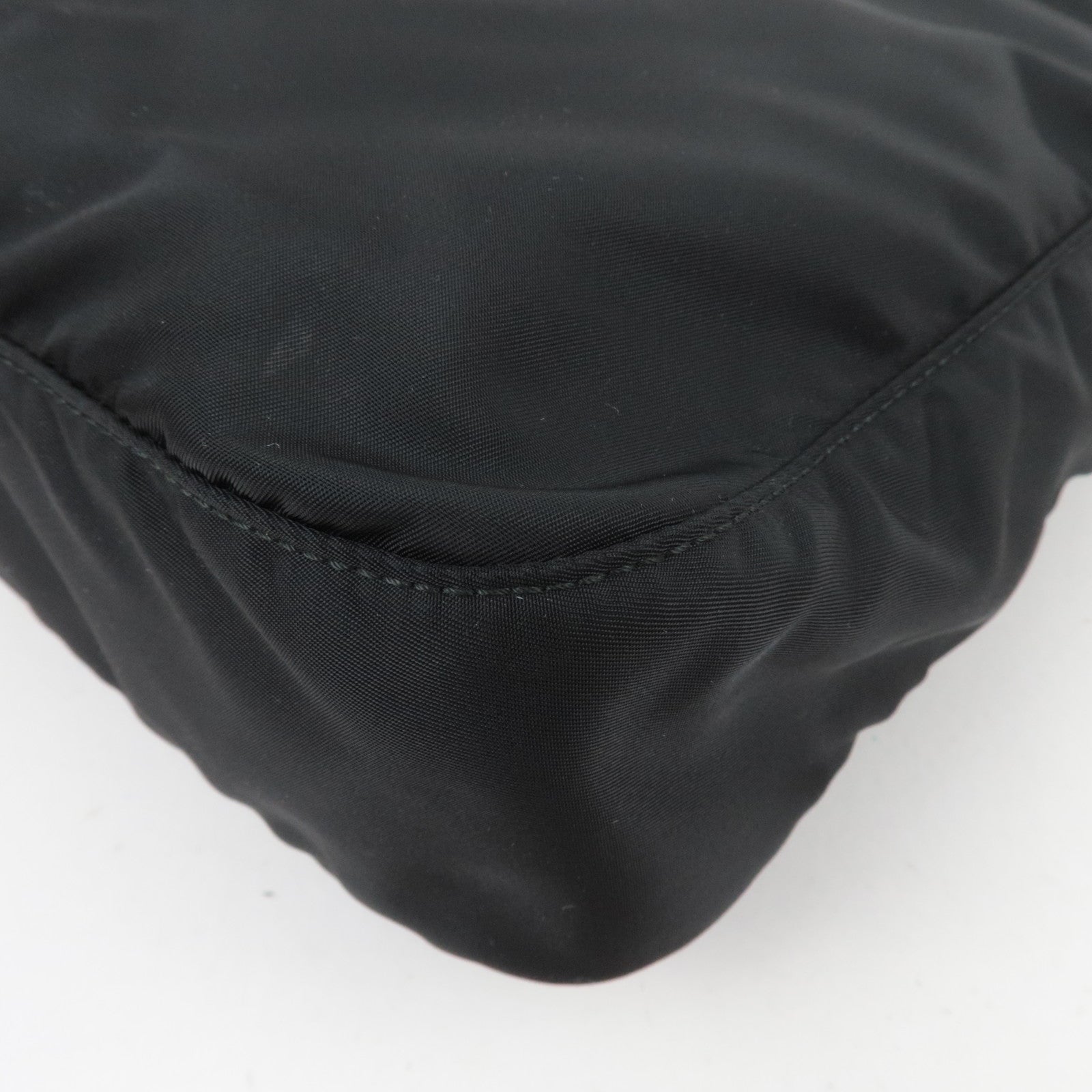 PRADA Logo Nylon Leather Shoulder Bag Black