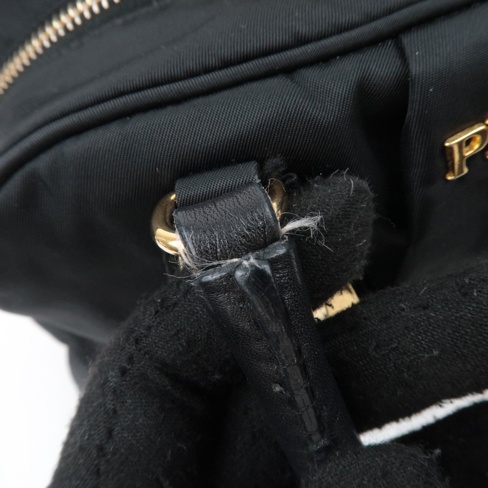 PRADA Nylon Leather Handbag Black