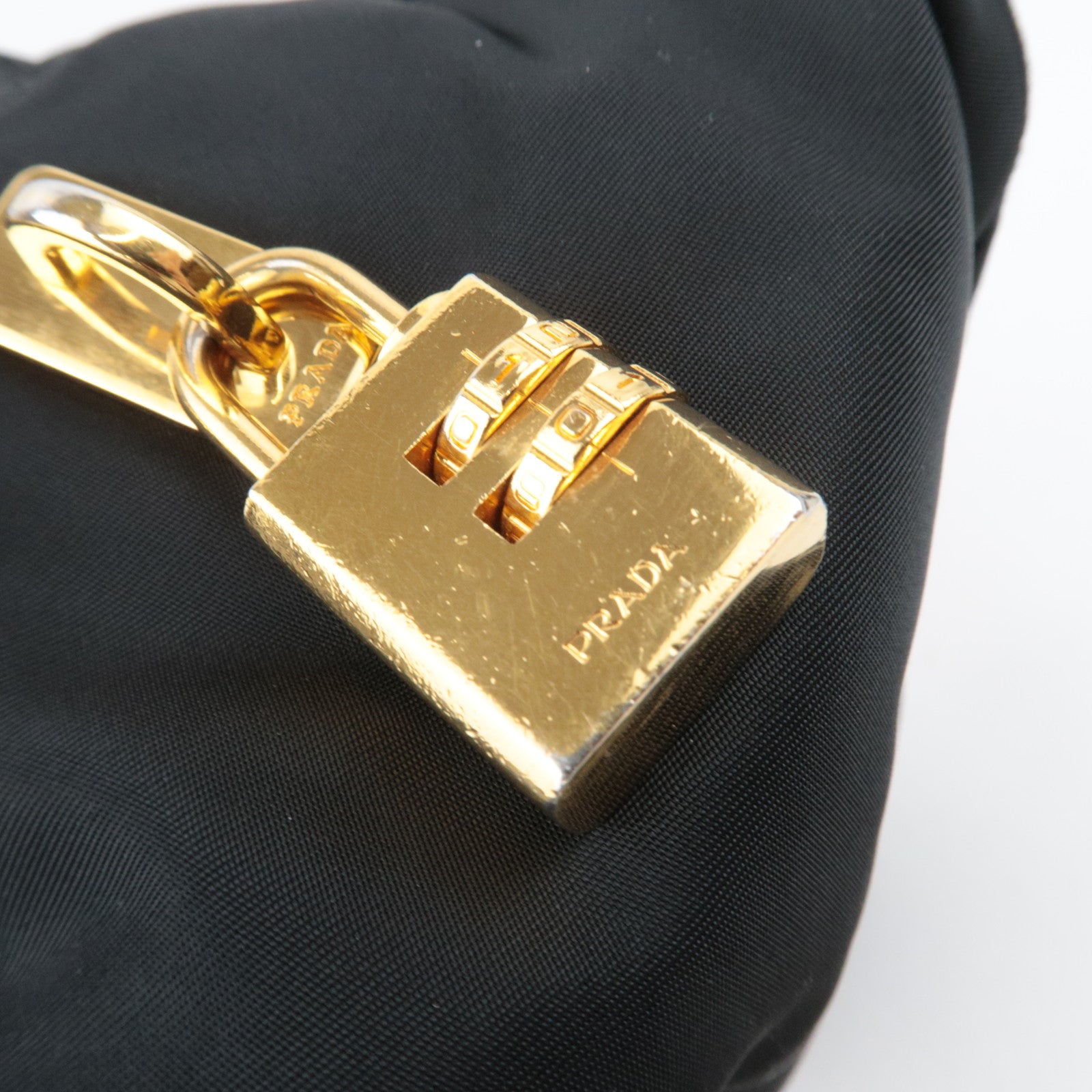 PRADA Nylon Leather Handbag Black