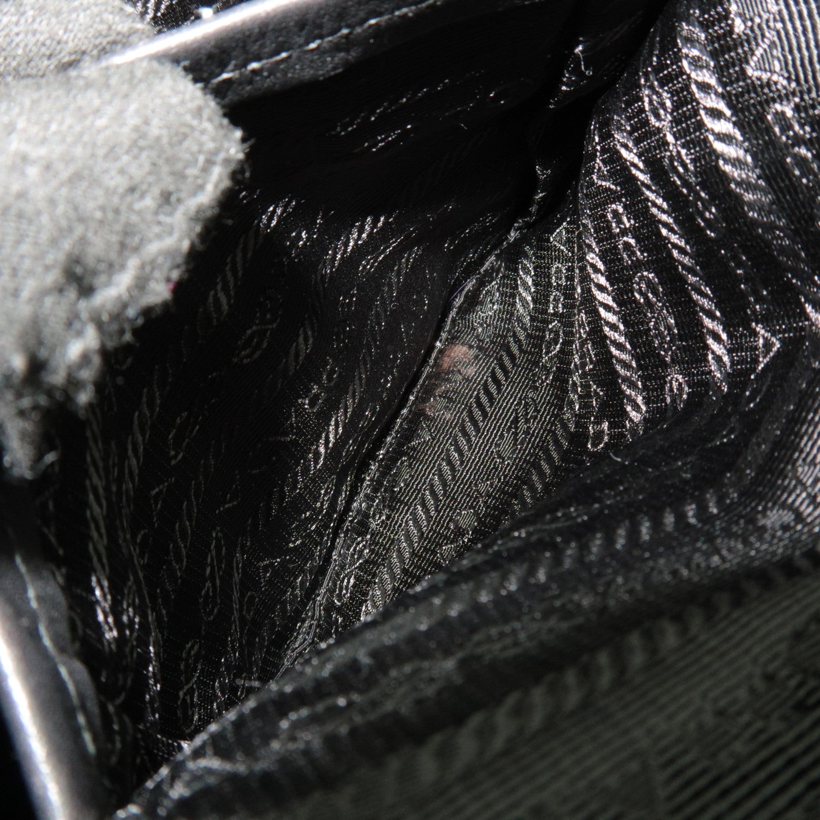 PRADA Nylon Leather Handbag Black