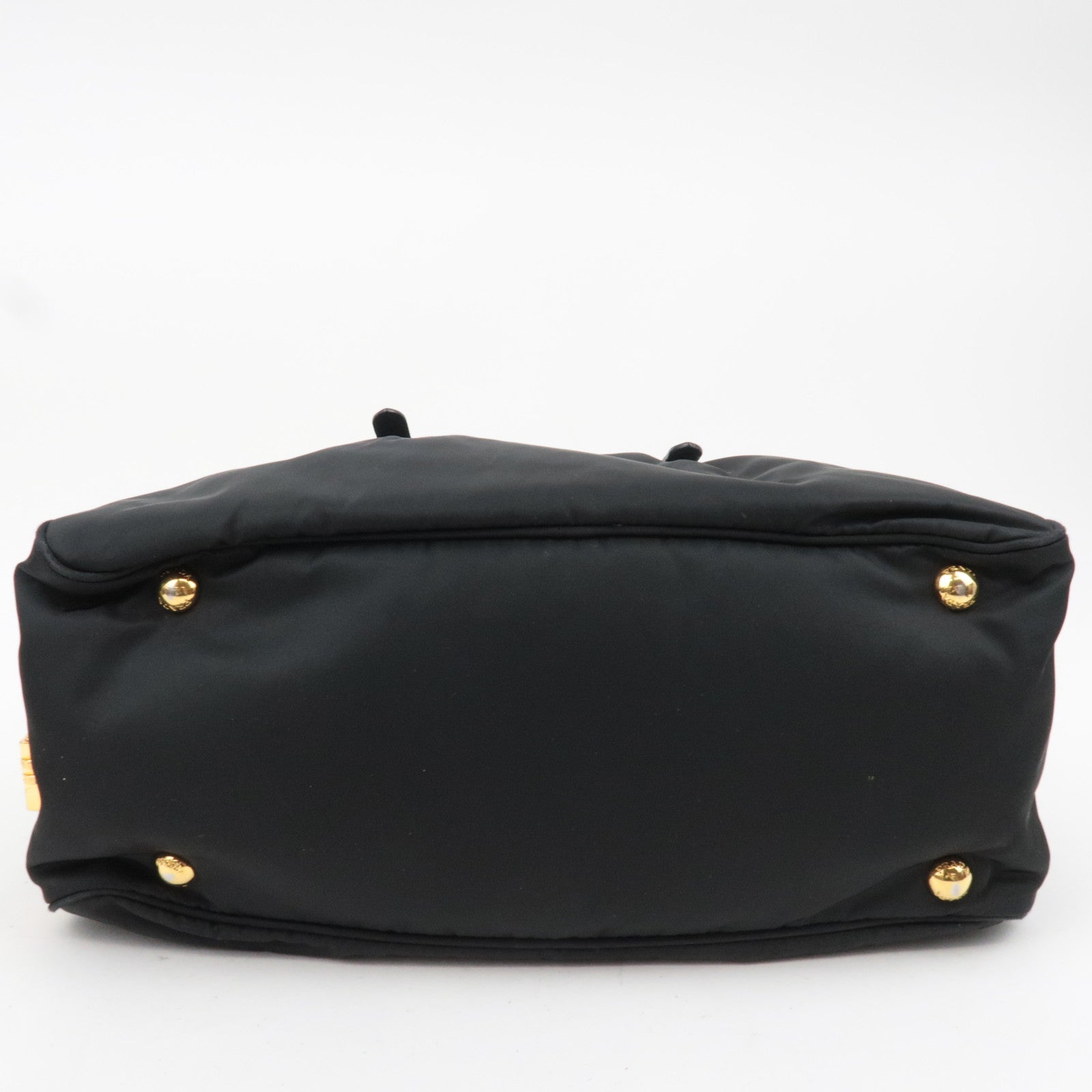 PRADA Nylon Leather Handbag Black
