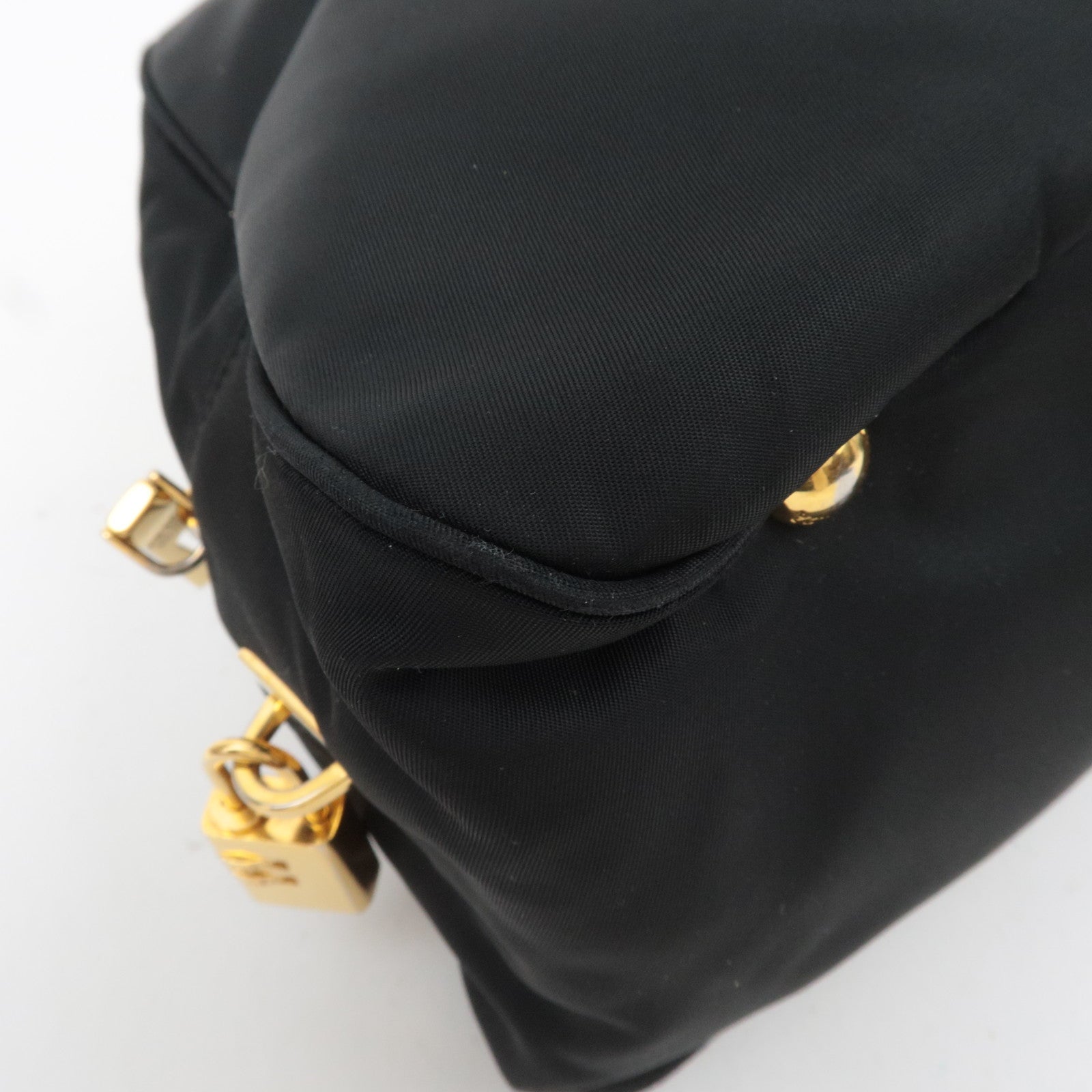 PRADA Nylon Leather Handbag Black