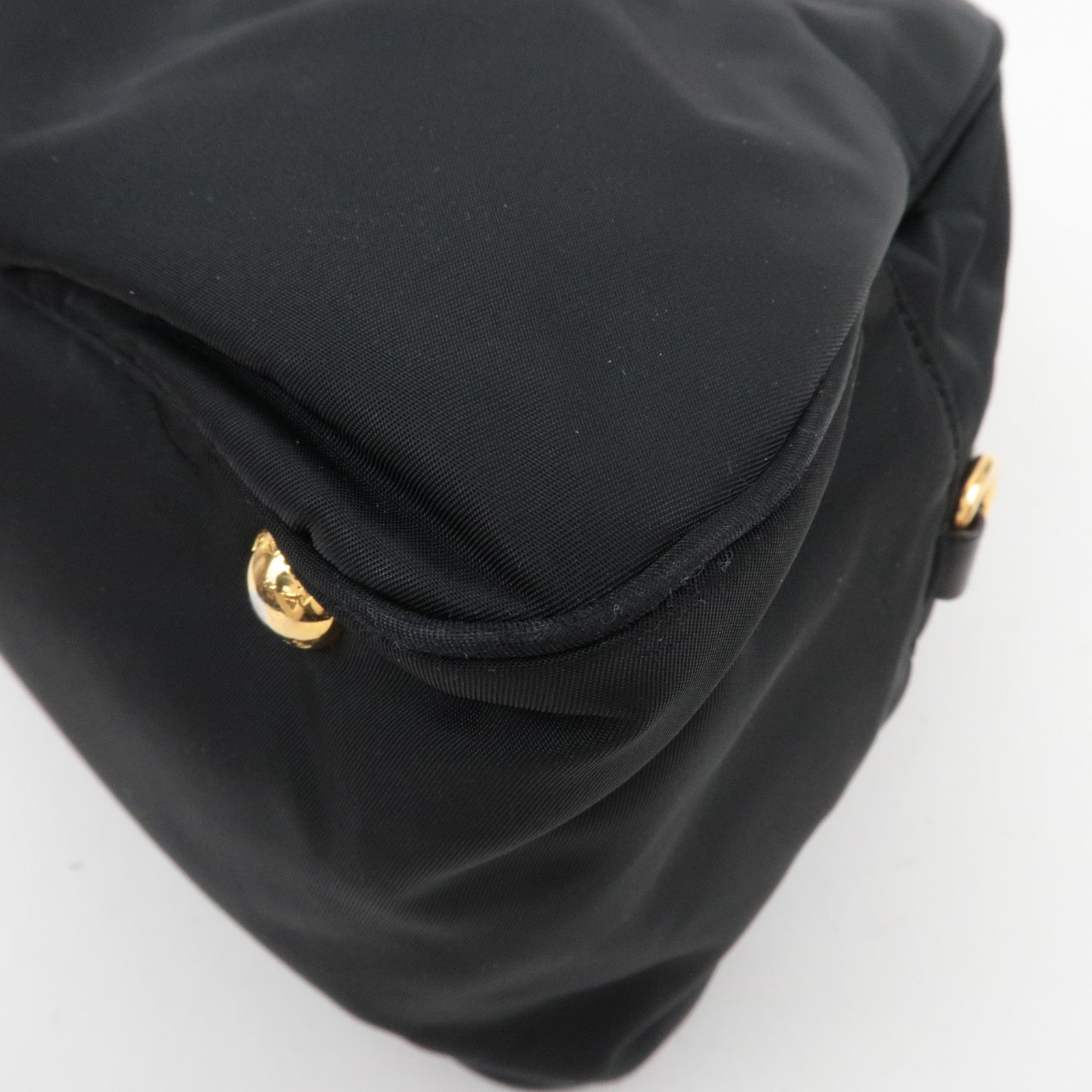 PRADA Nylon Leather Handbag Black