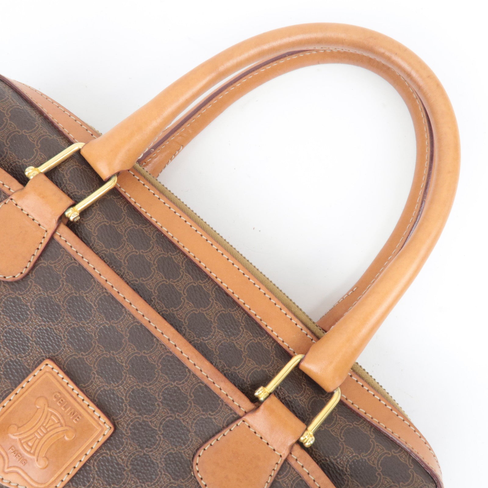 CELINE Macadam PVC Leather Handbag Brown