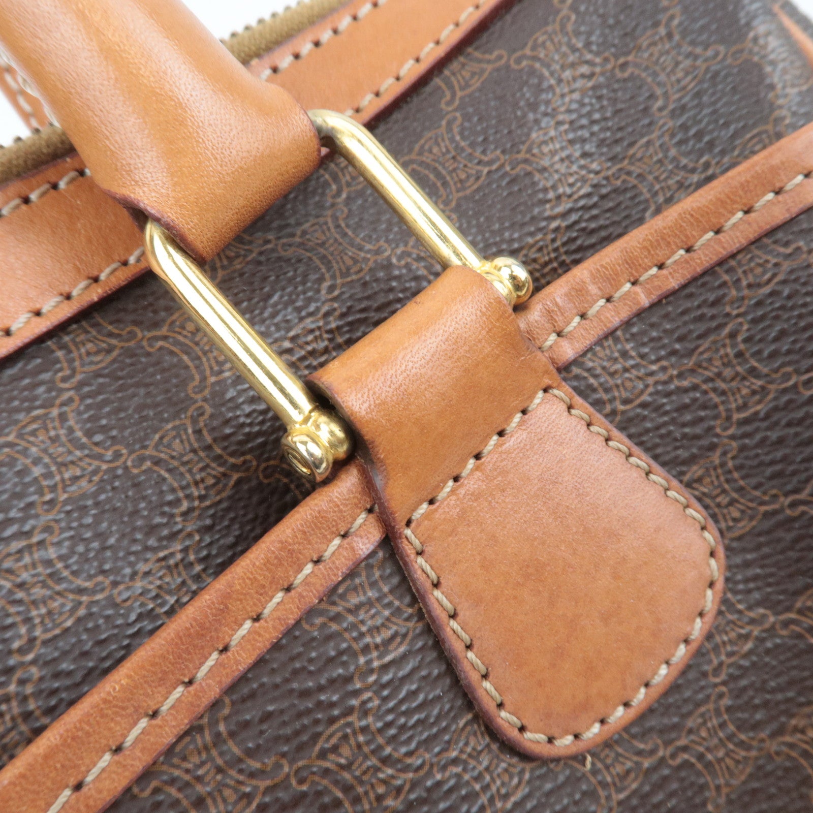 CELINE Macadam PVC Leather Handbag Brown
