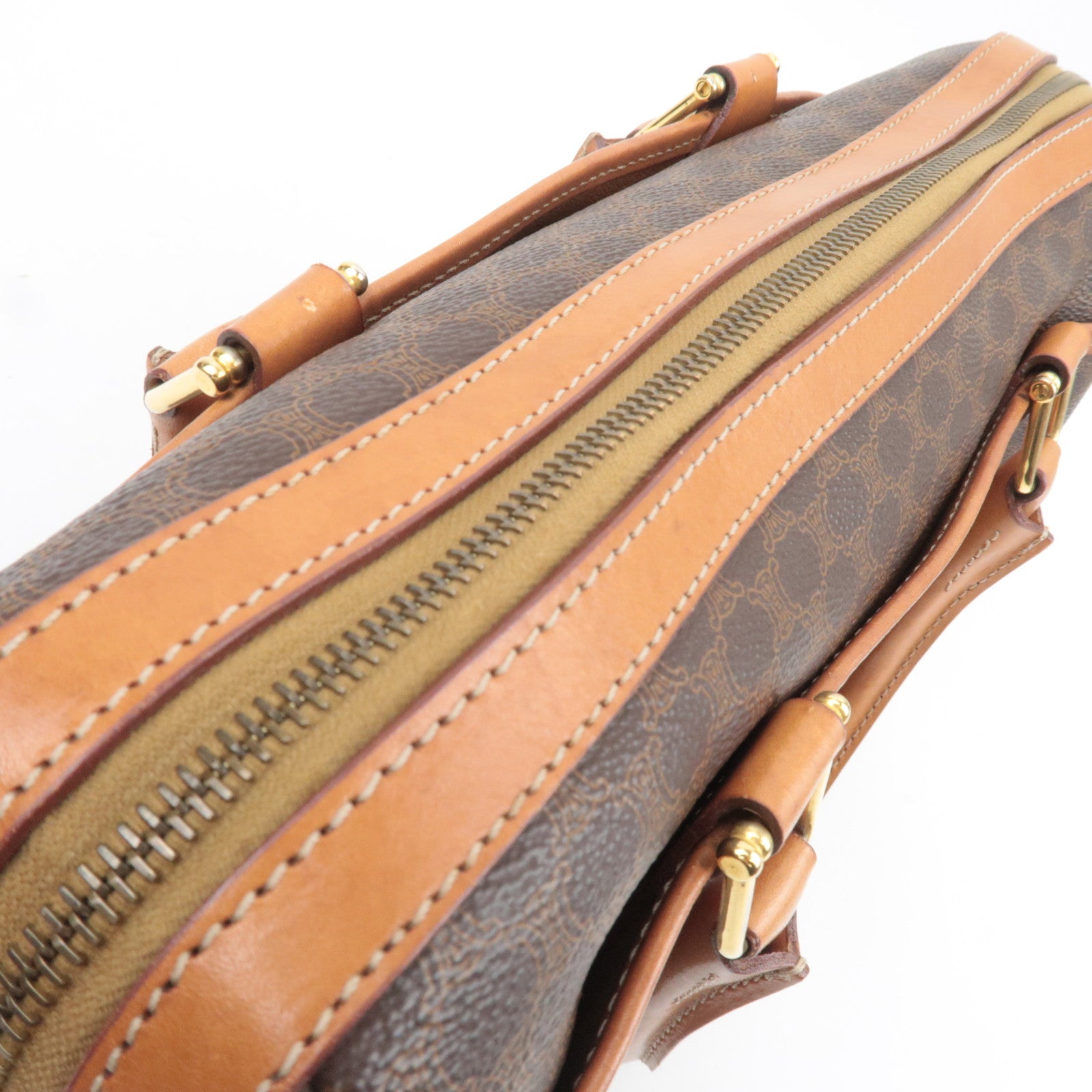 CELINE Macadam PVC Leather Handbag Brown