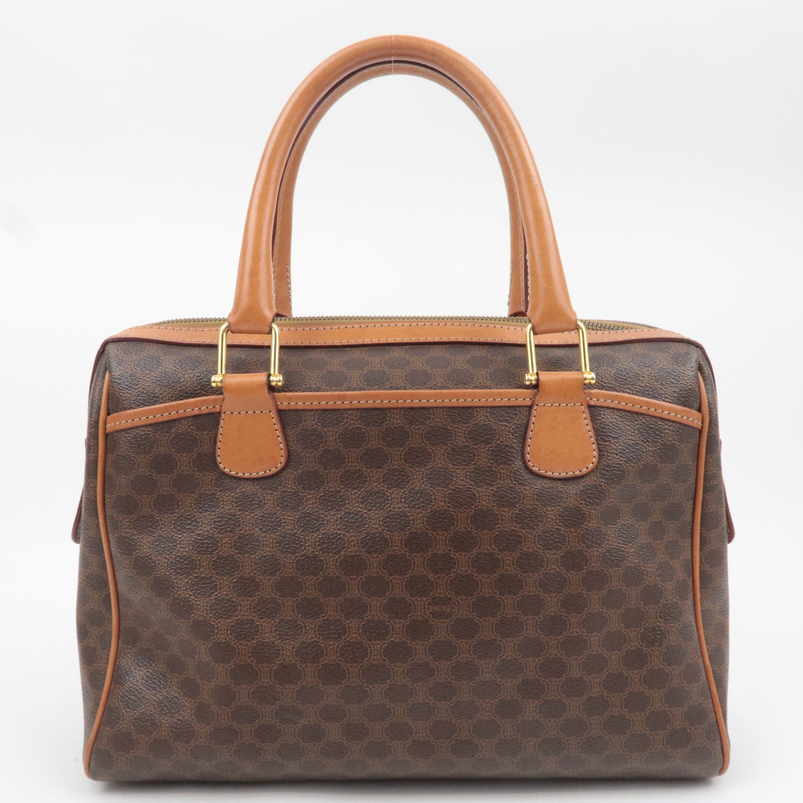 CELINE Macadam PVC Leather Handbag Brown