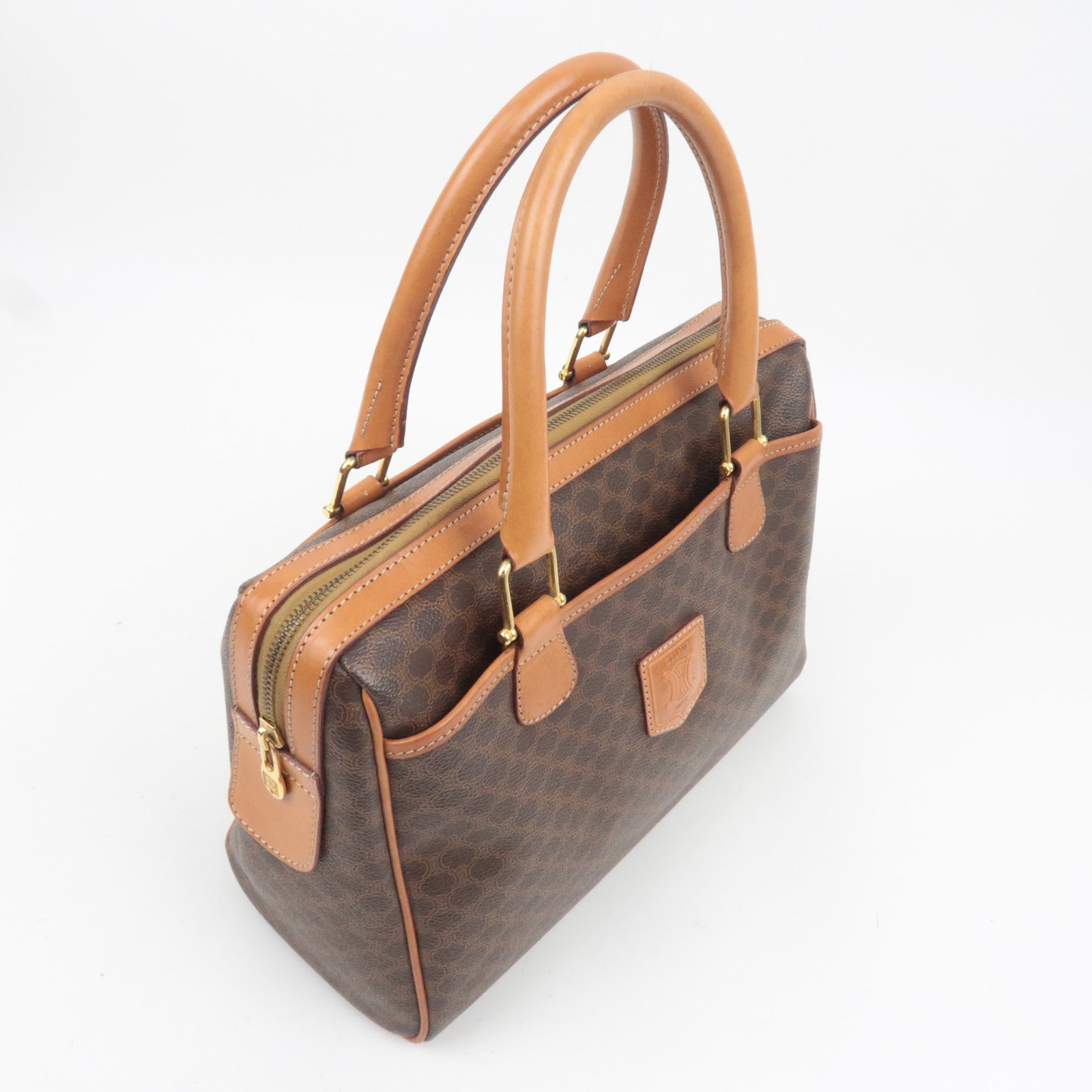 CELINE Macadam PVC Leather Handbag Brown