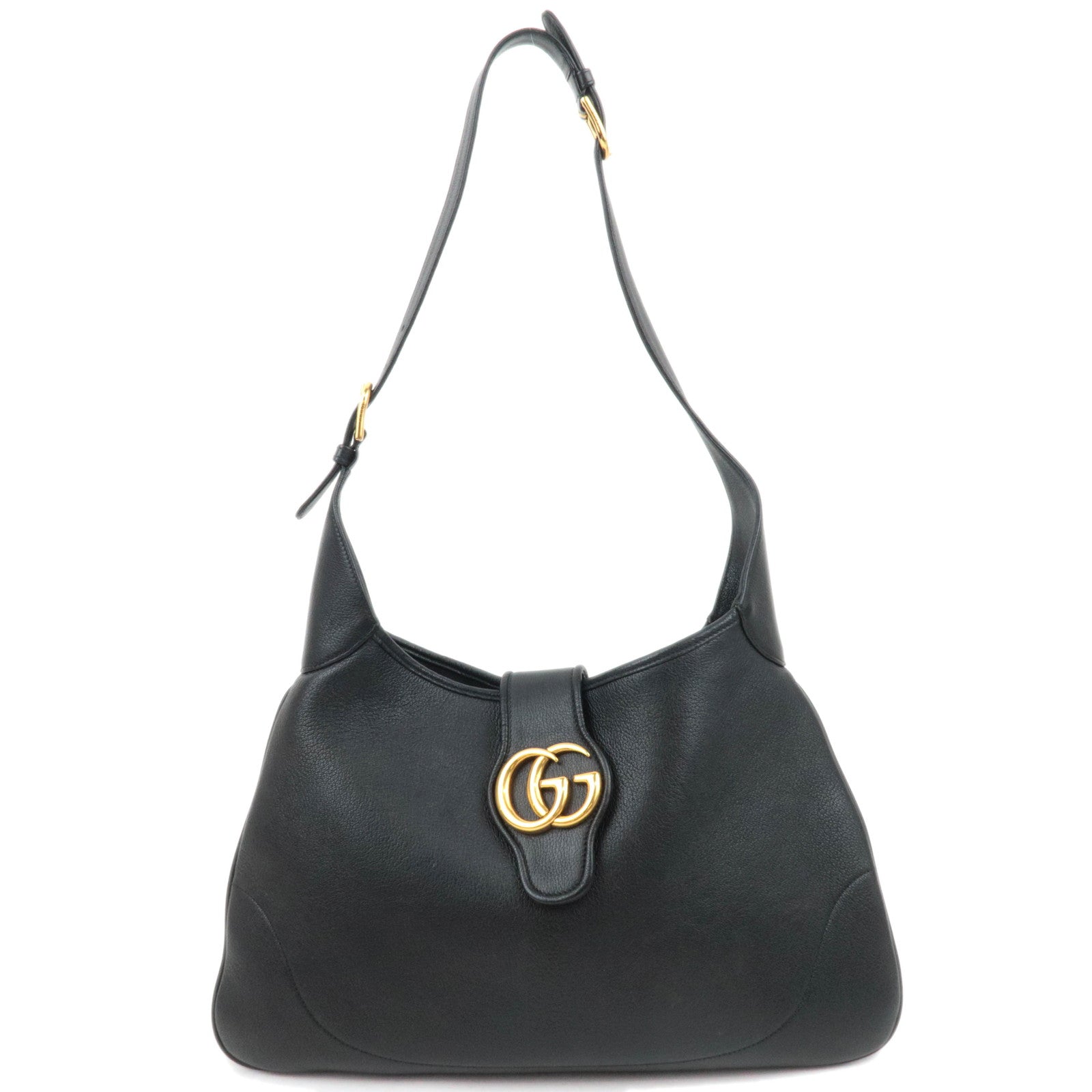 GUCCI GG Marmont Aphrodite Leather Shoulder Bag Black 72627488781