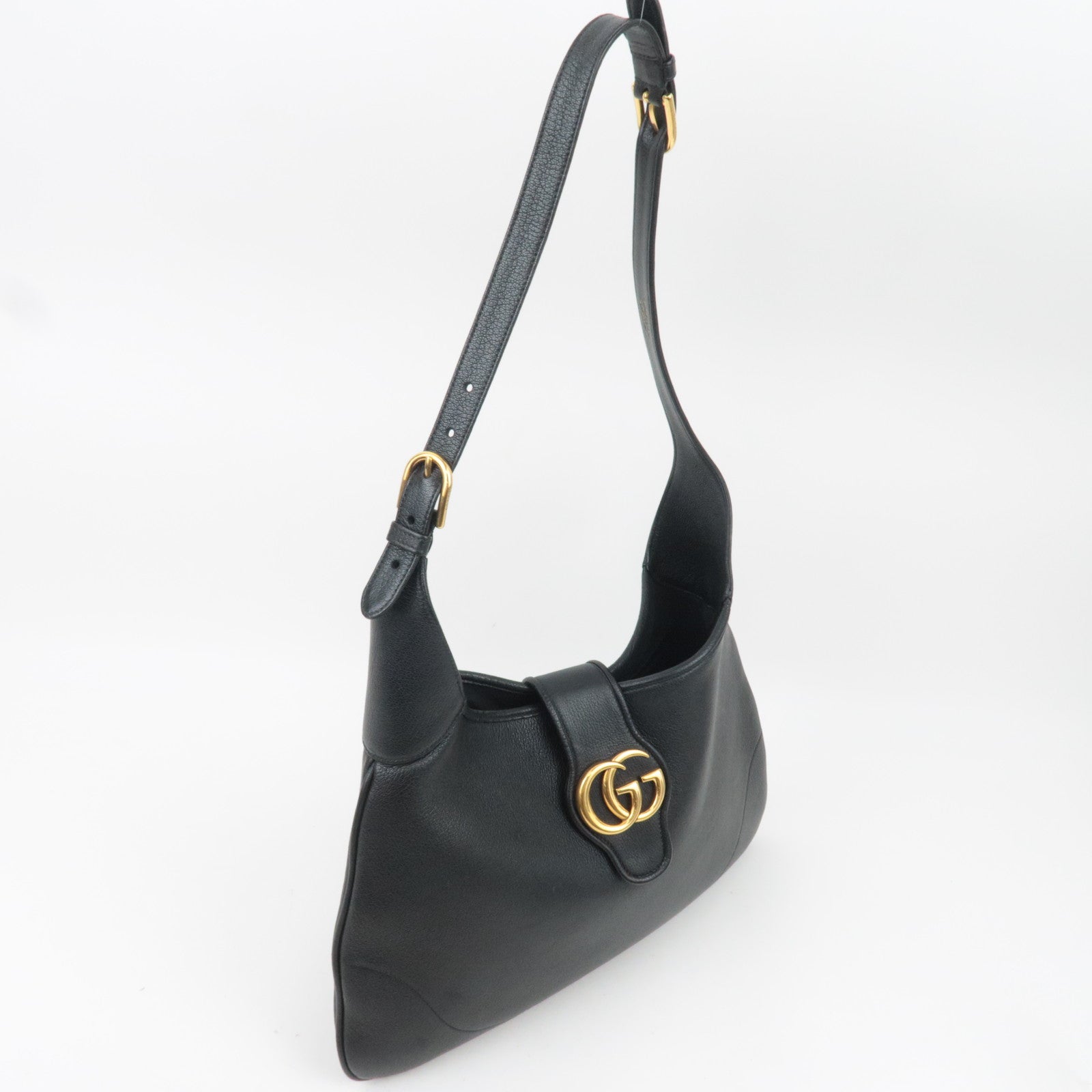 GUCCI GG Marmont Aphrodite Leather Shoulder Bag Black 726274