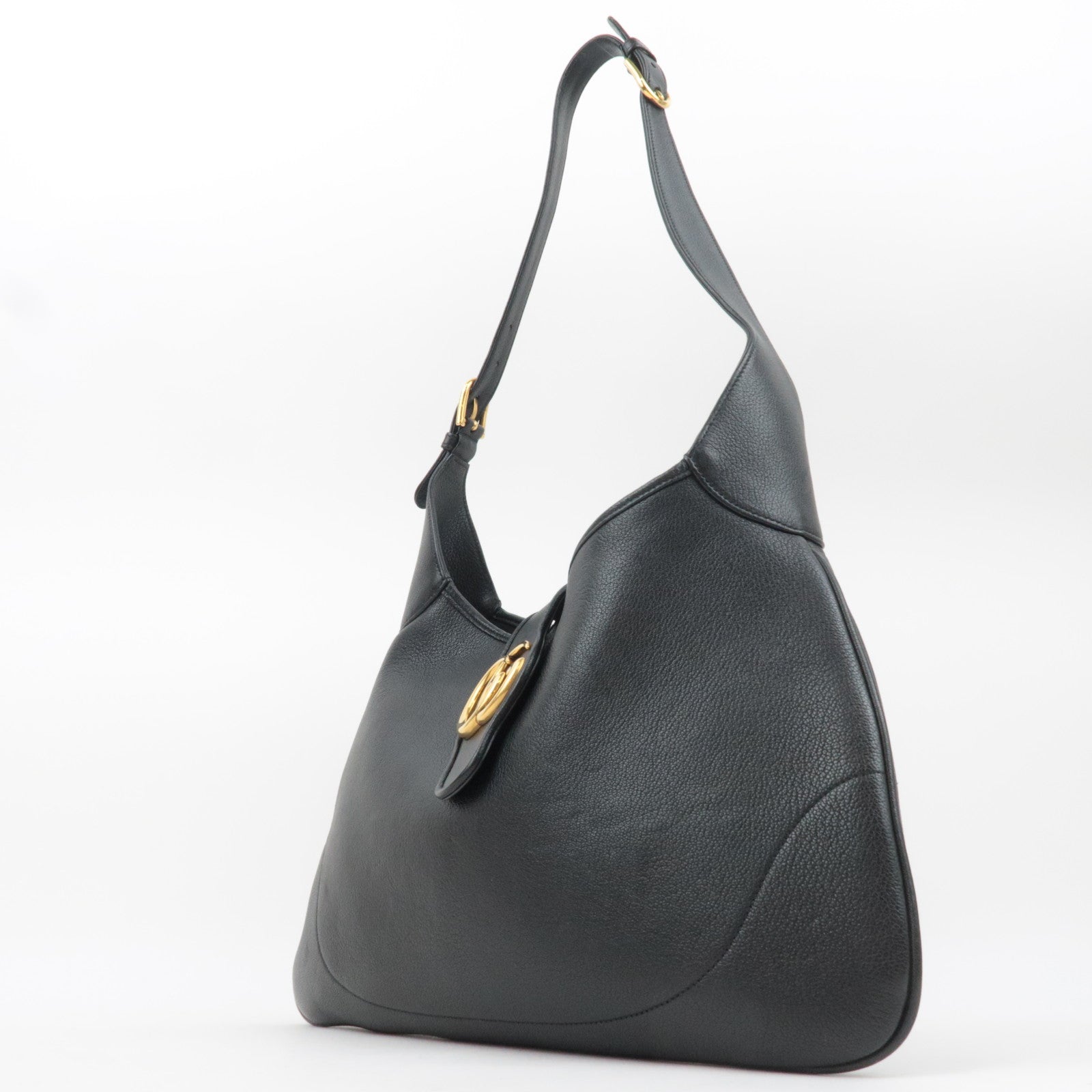 GUCCI GG Marmont Aphrodite Leather Shoulder Bag Black 726274