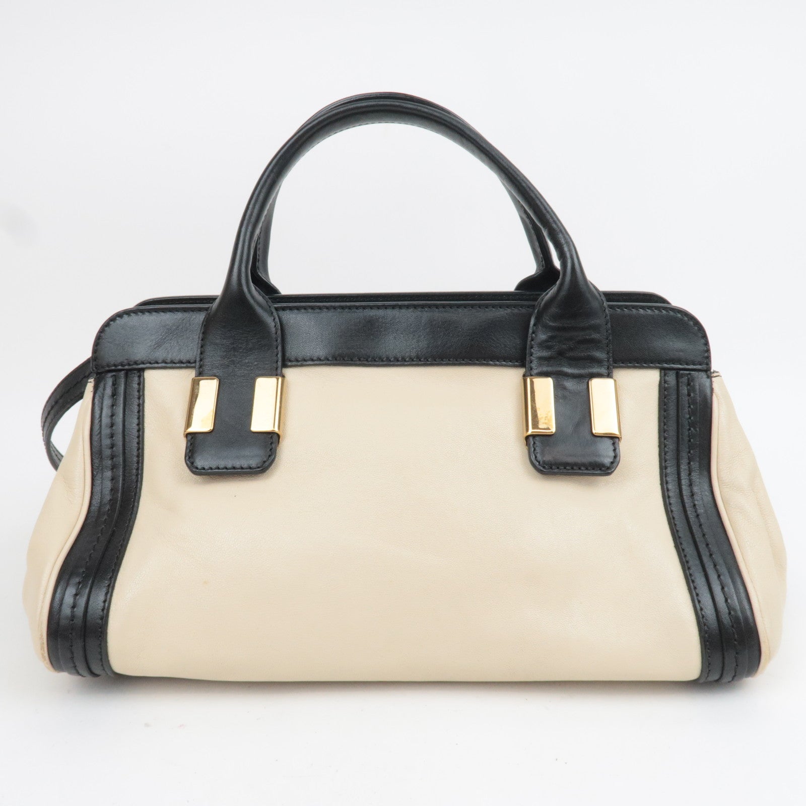 Chloe Alice 2Way Leather Handbag Beige Black