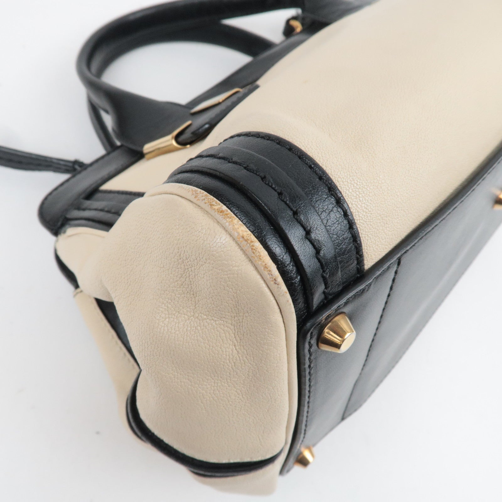 Chloe Alice 2Way Leather Handbag Beige Black