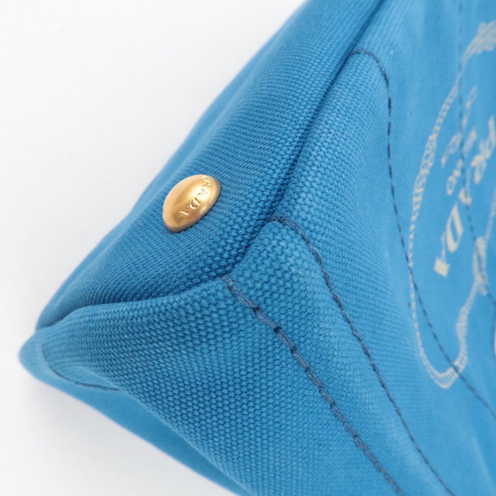 PRADA Canapa Mini 2Way Canvas Tote Bag Blue 1BG439