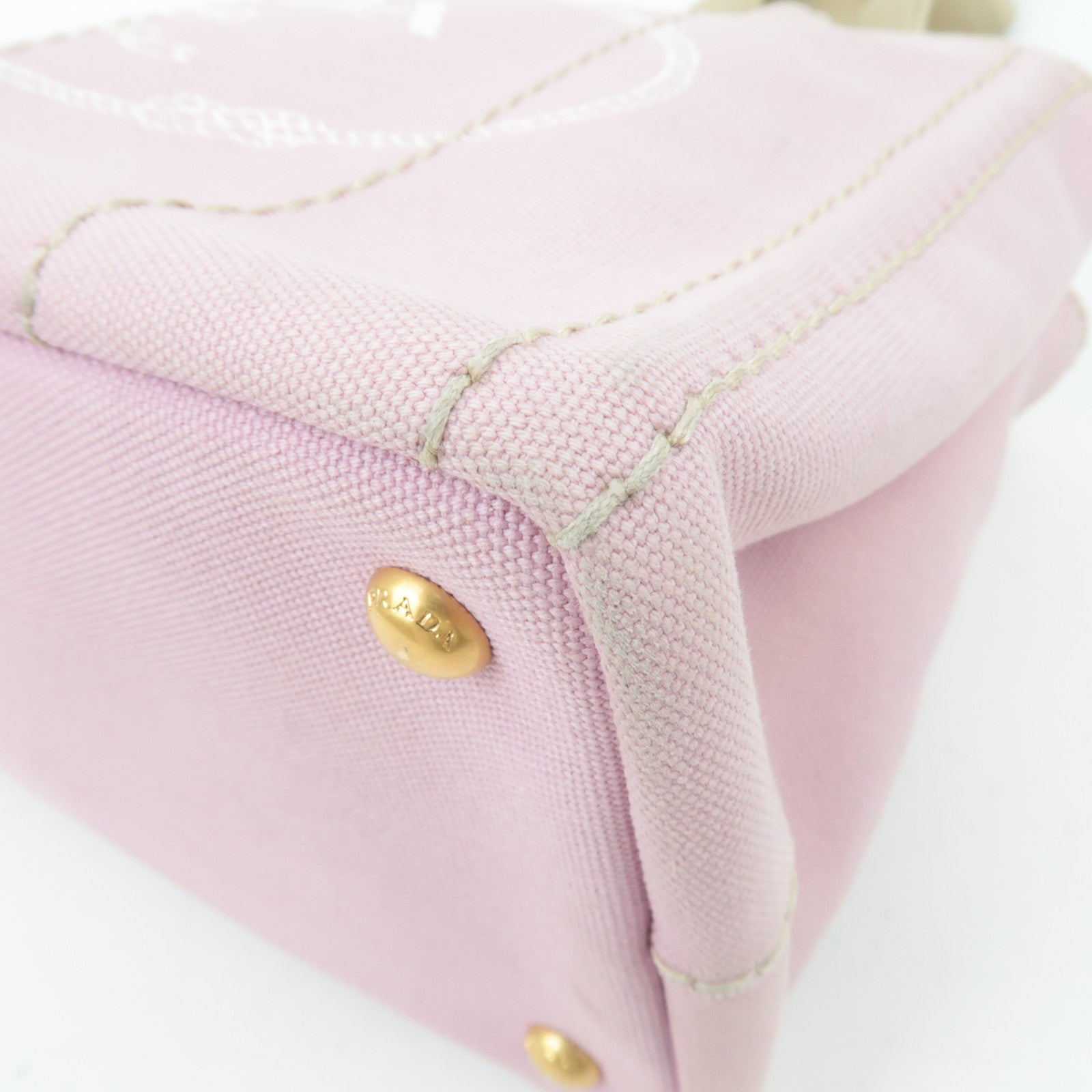 PRADA Canapa Mini 2Way Canvas Tote Bag Pink 1BG439