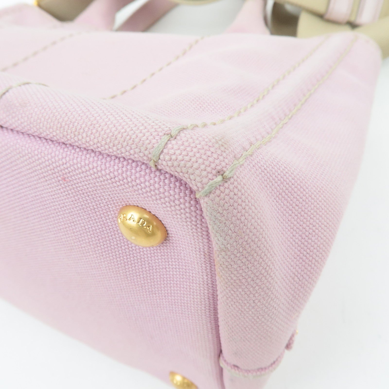 PRADA Canapa Mini 2Way Canvas Tote Bag Pink 1BG439