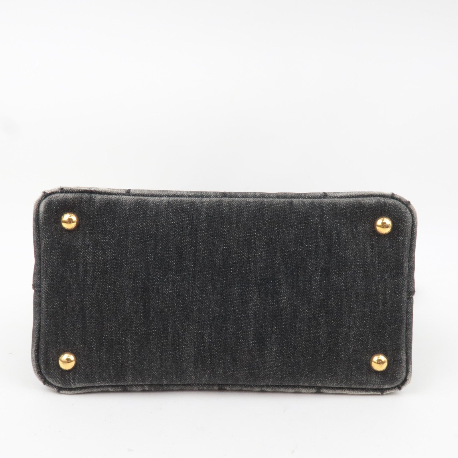 PRADA Canapa Mini 2Way Denim Tote Bag Black 1BG439