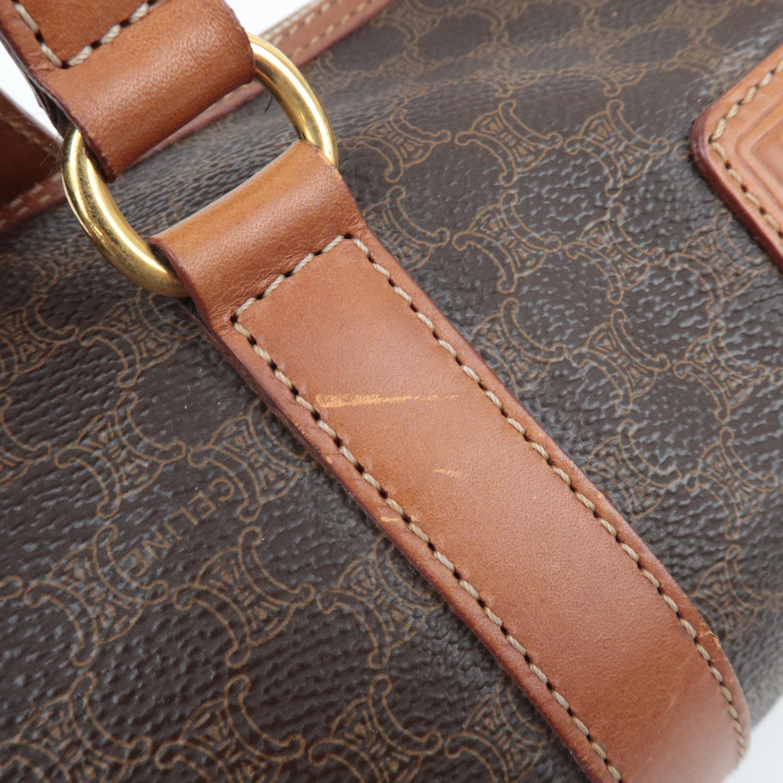 CELINE Macadam PVC Leather Shoulder Bag Brown